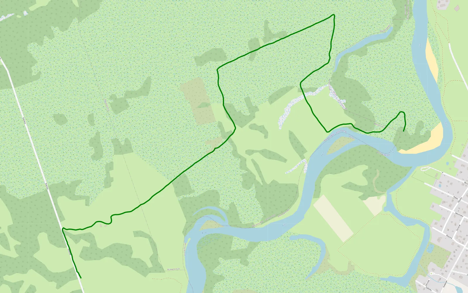 Mapa trasy Brzeźce - Promna - 3.4 km trasy offroad, Powiat Białobrzeski