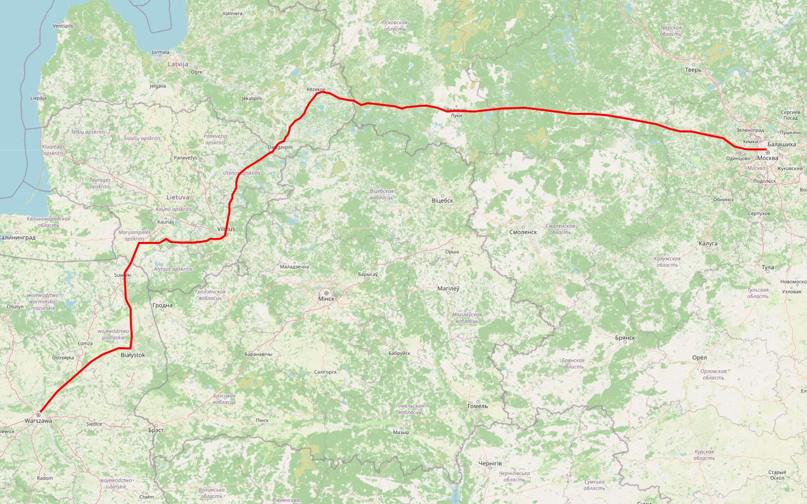 Map of MONGOL RALLY'08 AULANVAN3 T2AA Varsovia-Moscú — 1382.2 km offroad trail, Себежский муниципальный округ