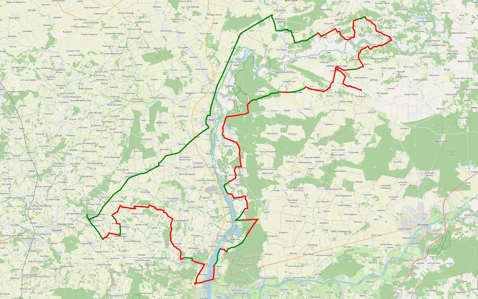 Mapa trasy Trasa 9 Polski Offroad - 115.5 km trasy offroad, Powiat Pułtuski