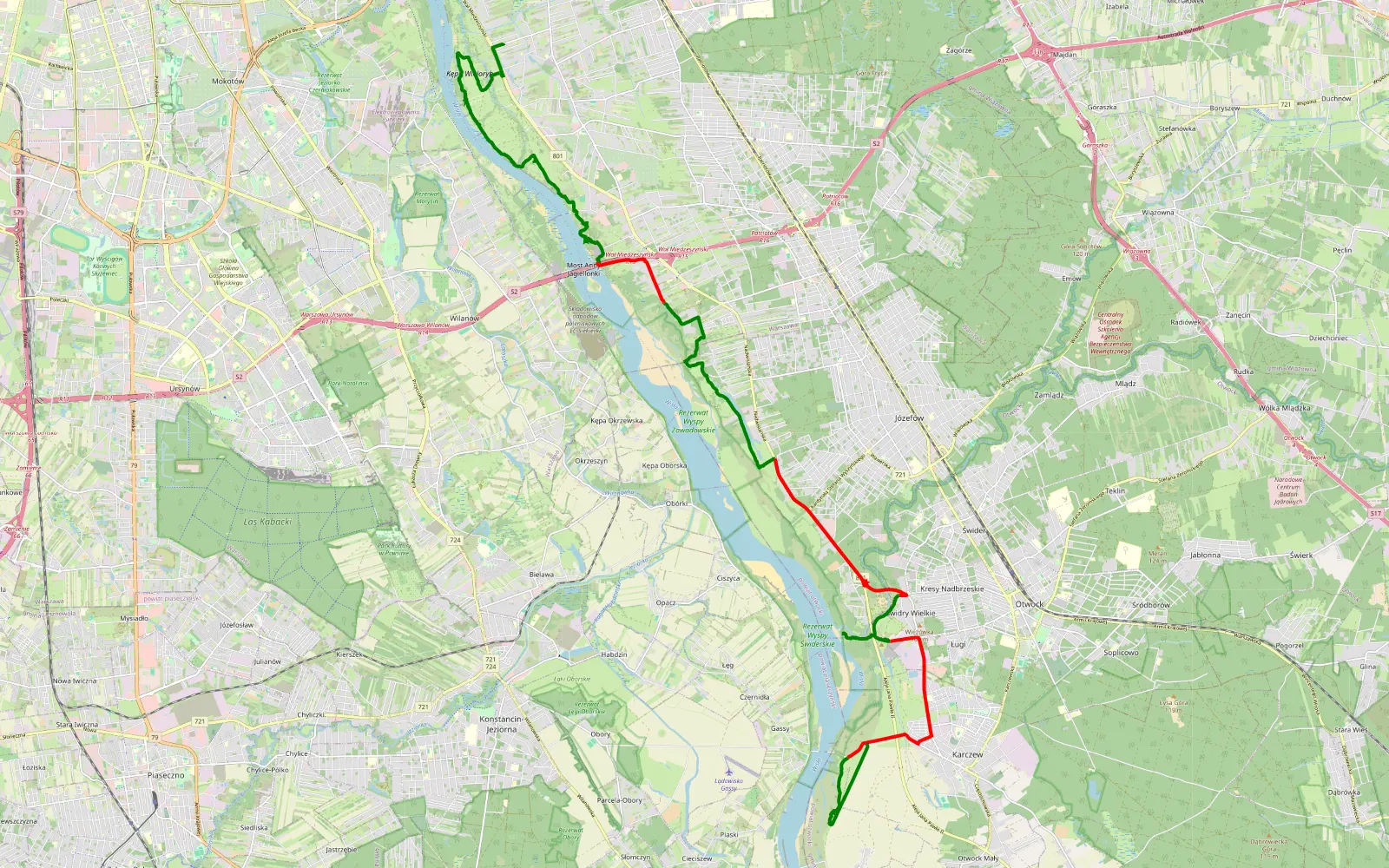Map of Zbytki - Przewóz - 30.9 km offroad trail, Otwock County