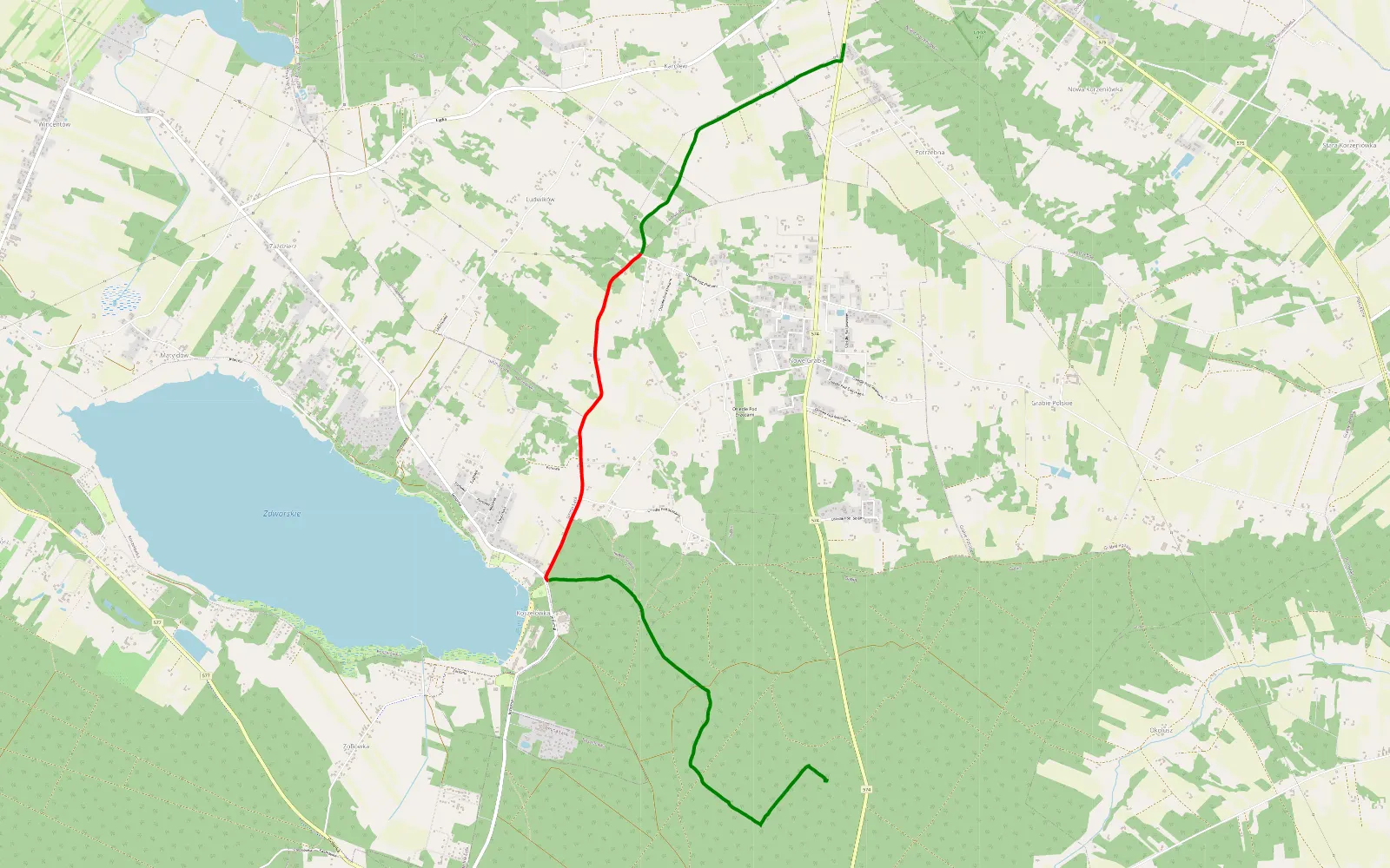 Map of Grabie Niemieckie - Dobrzyków - 7.7 km offroad trail, Płock County