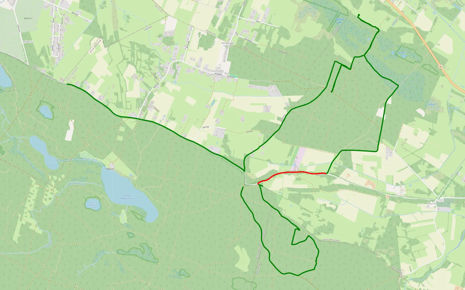 Mapa trasy Józefowo - 13.2 km trasy offroad, Powiat Włocławski