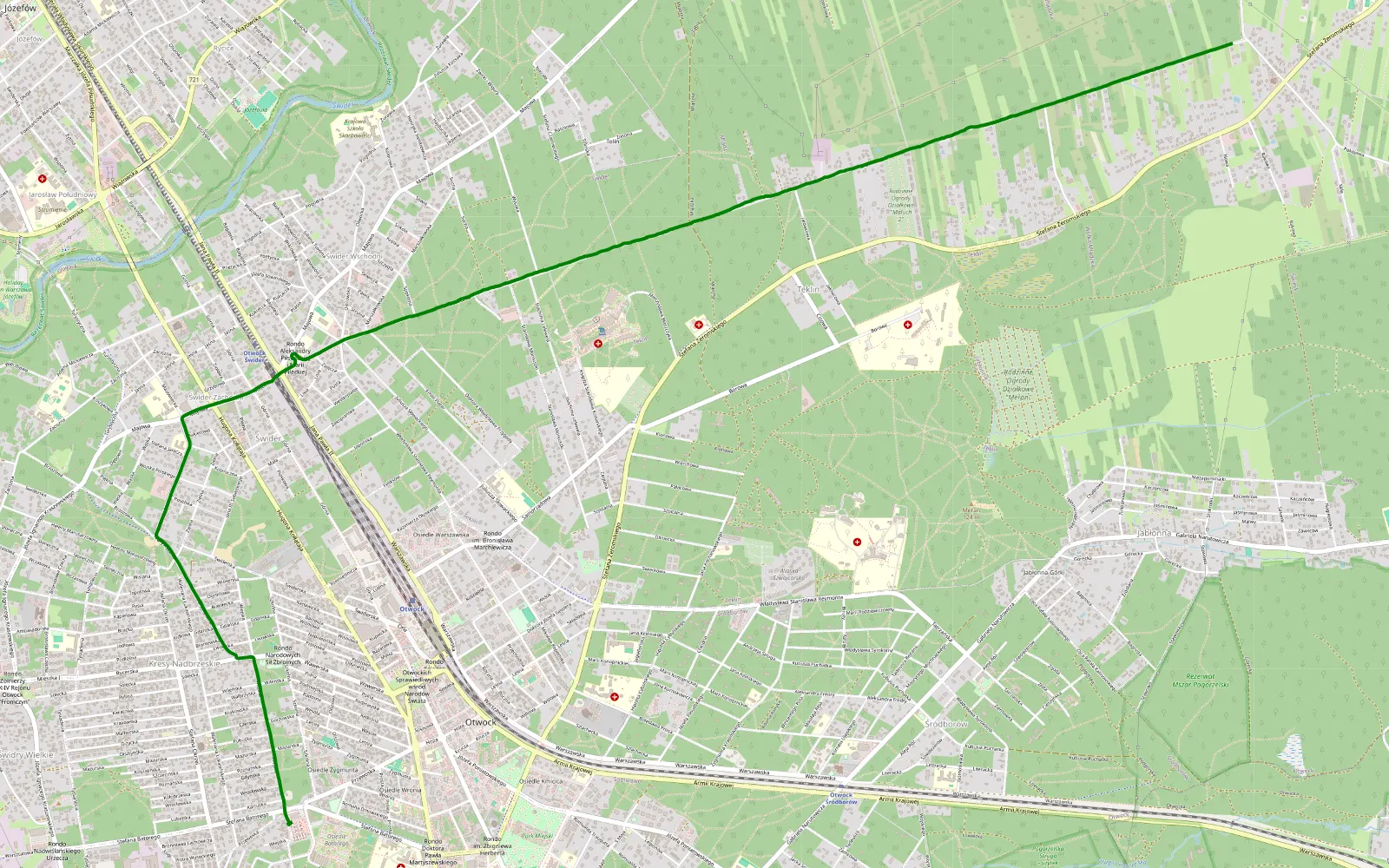 Map of Wólka Mlądzka - Otwock - 4.6 km offroad trail, Otwock County