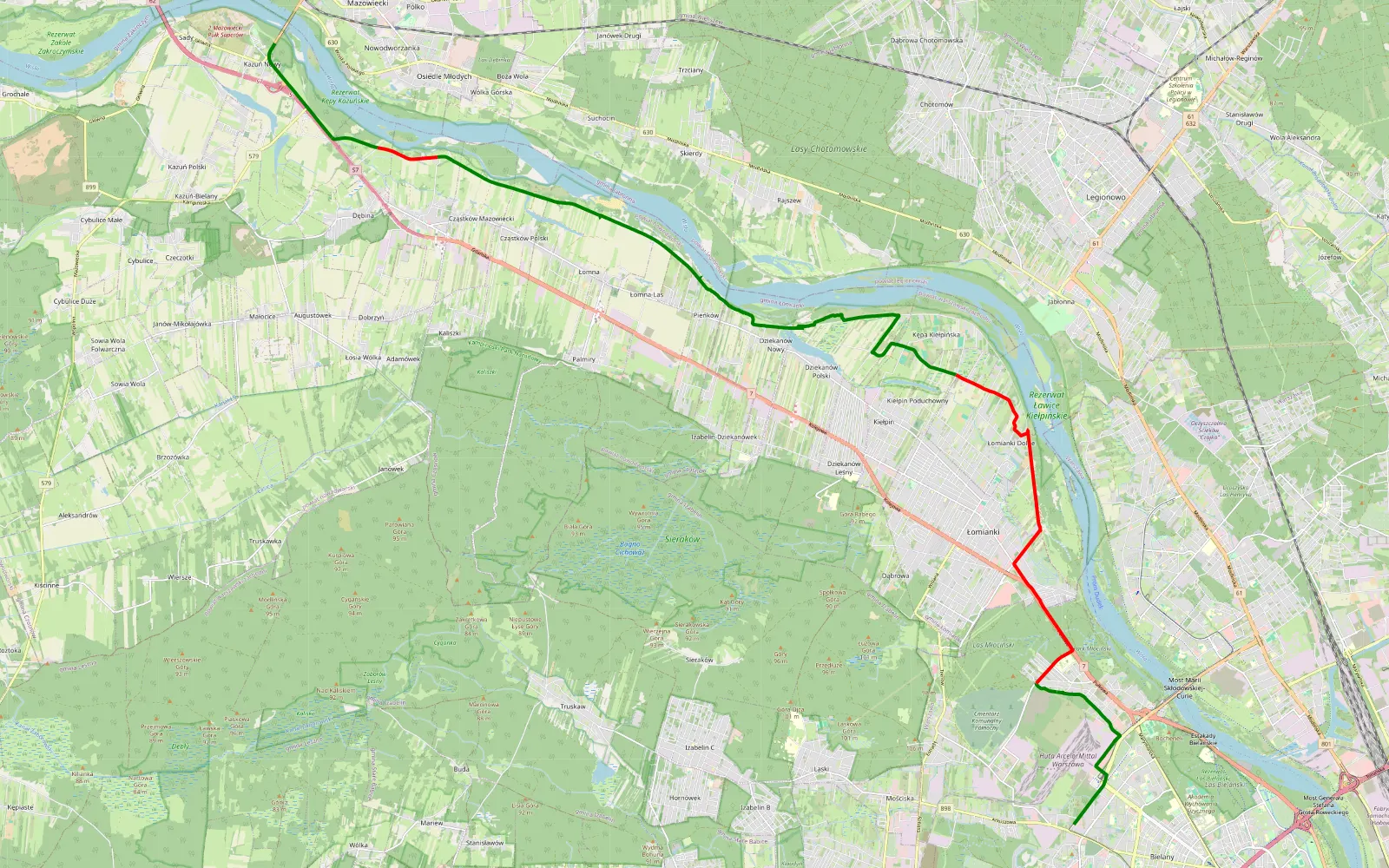 Mapa trasy A - 24.3 km trasy offroad, Powiat Warszawski Zachodni