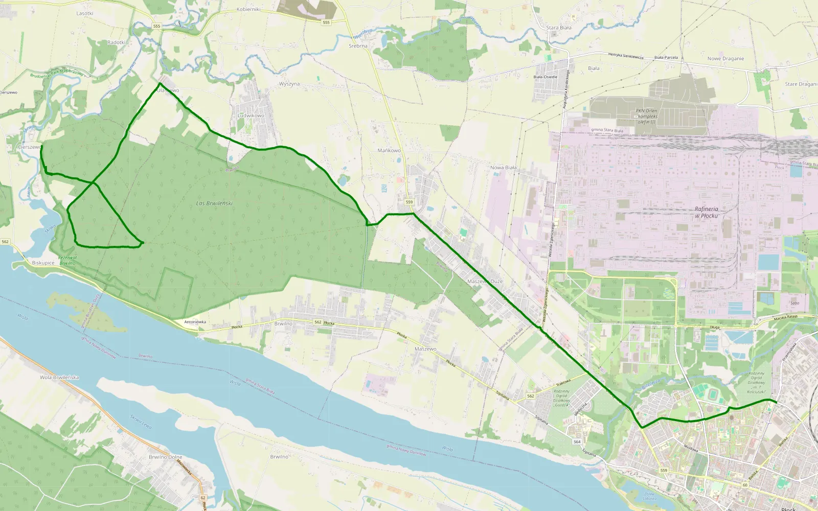 Map of Płock- Ciereszewo - 3 km offroad trail, Płock County