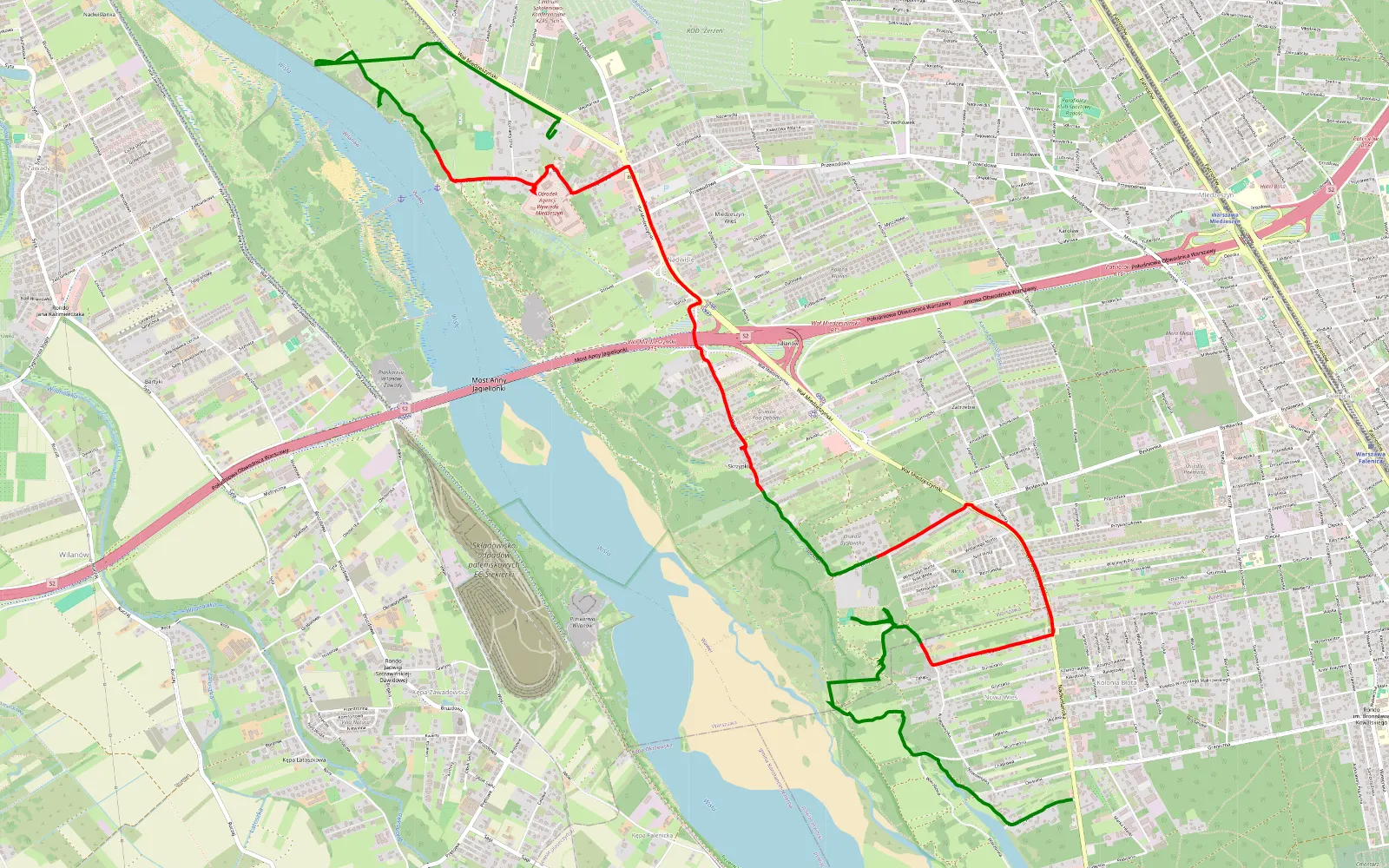 Mapa trasy Test od jozefowa na północ - 12.1 km trasy offroad, Warszawa