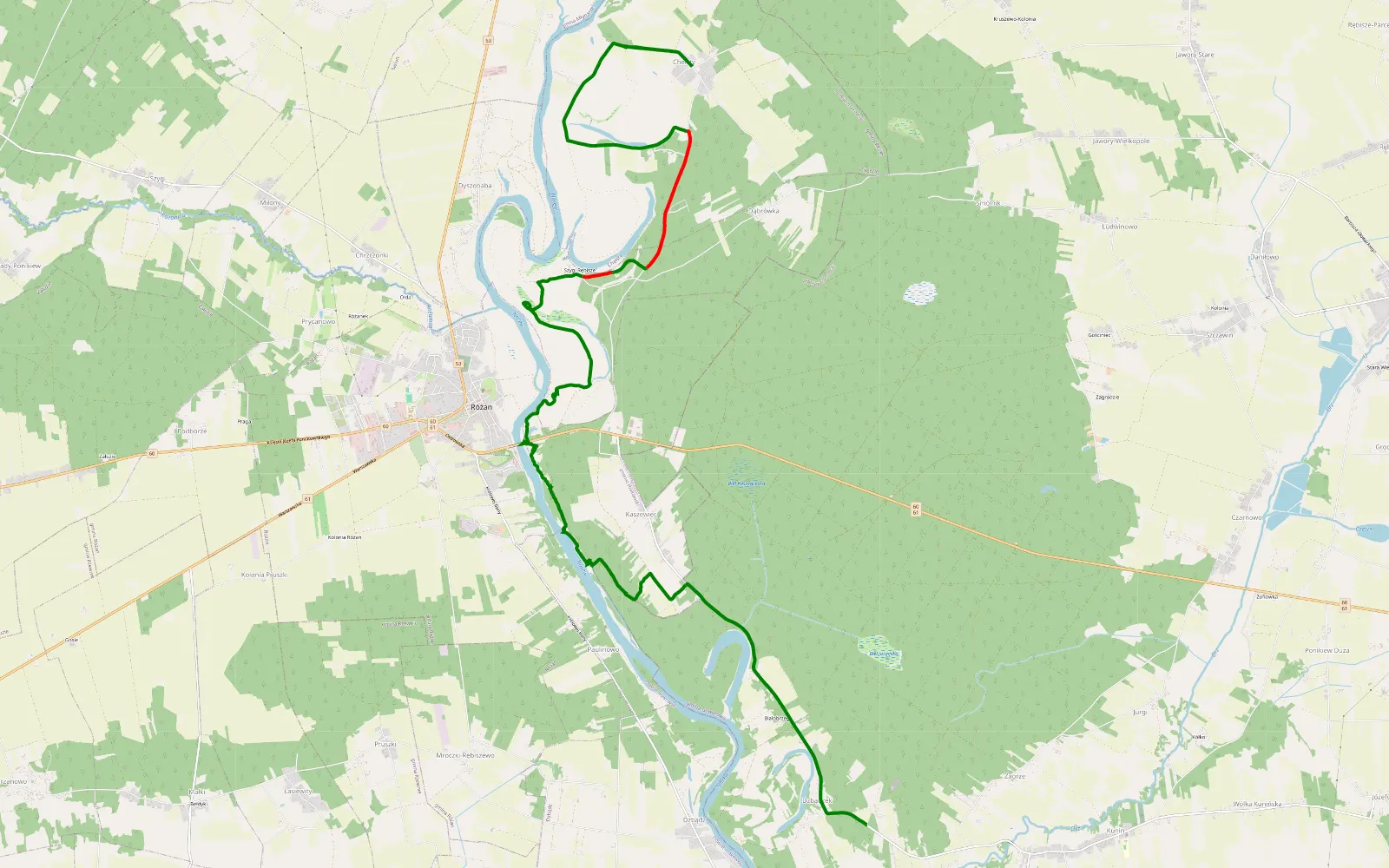 Mapa trasy Abc - 15.1 km trasy offroad, Powiat Makowski