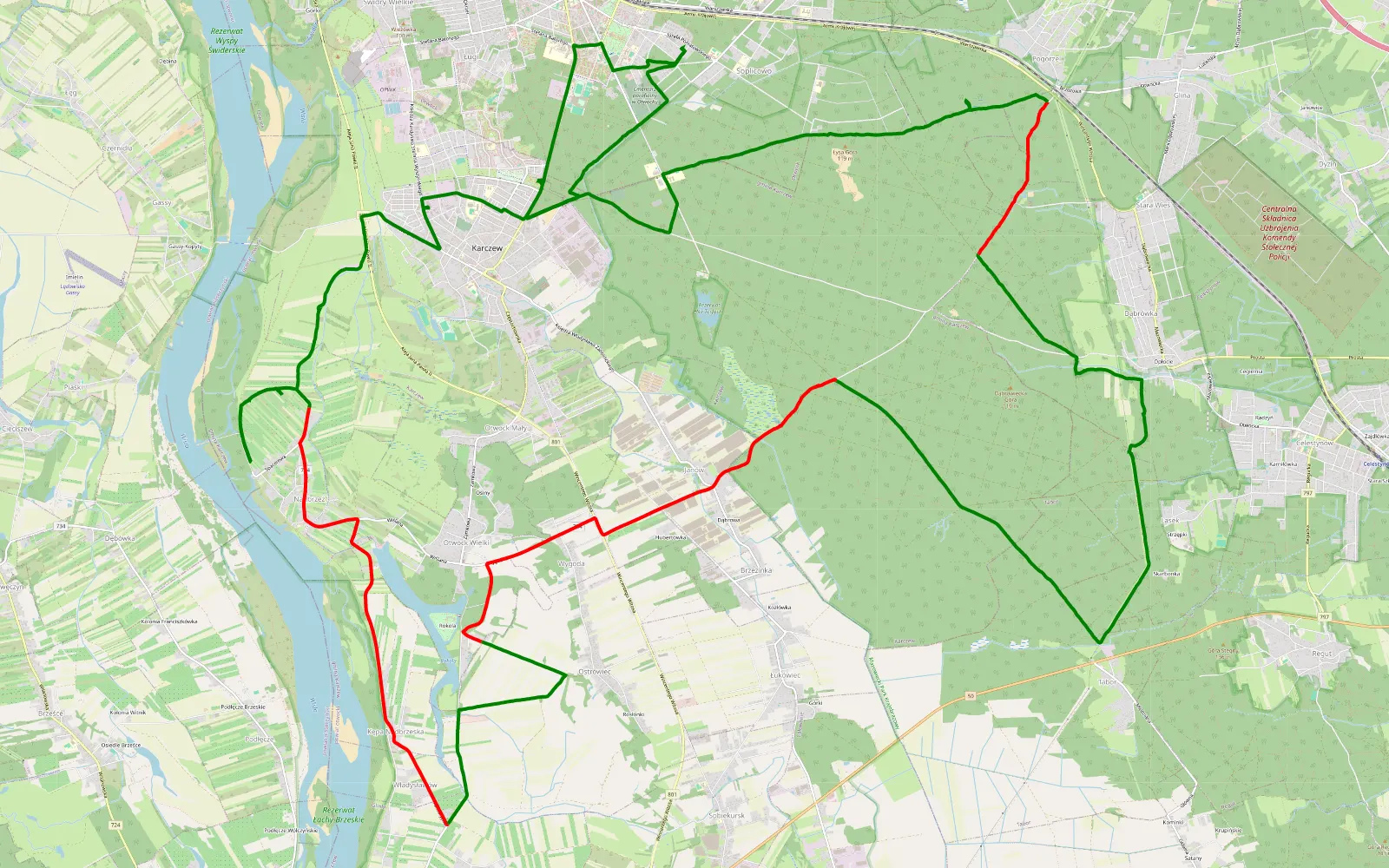 Map of Turystyczny Otwock - 37.7 km offroad trail, Otwock County