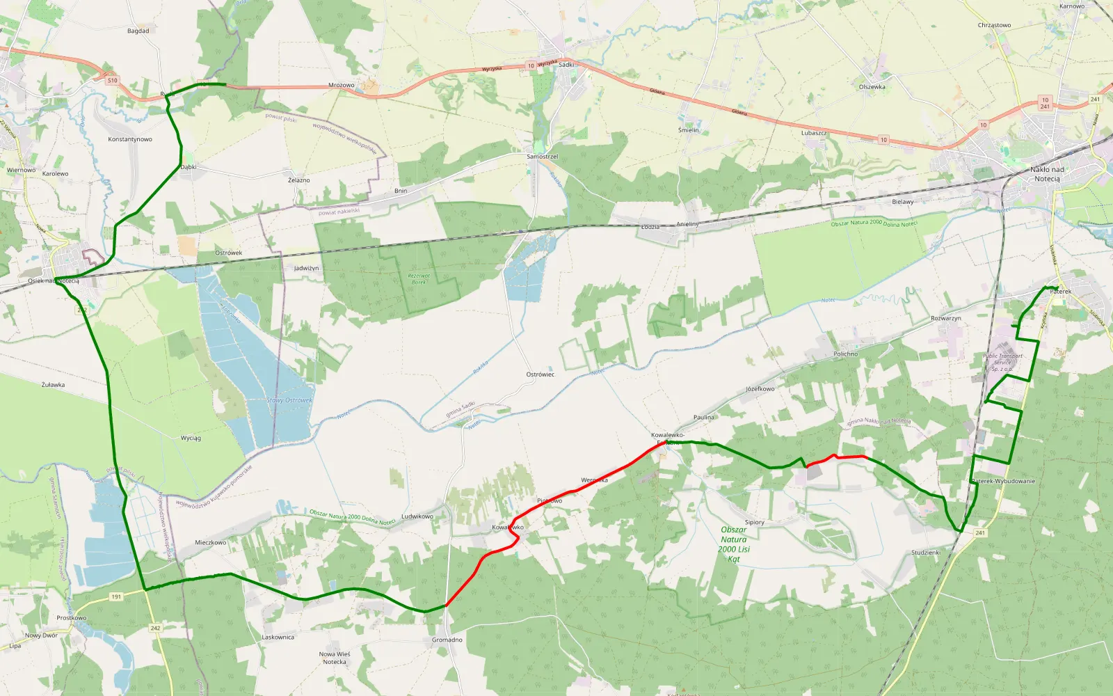 Map of Paterek - Ruda - 22 km offroad trail, Nakło County