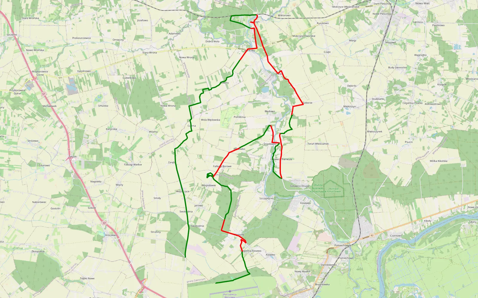 Mapa trasy Głowatczyzna - 41 km trasy offroad, Powiat Nowodworski