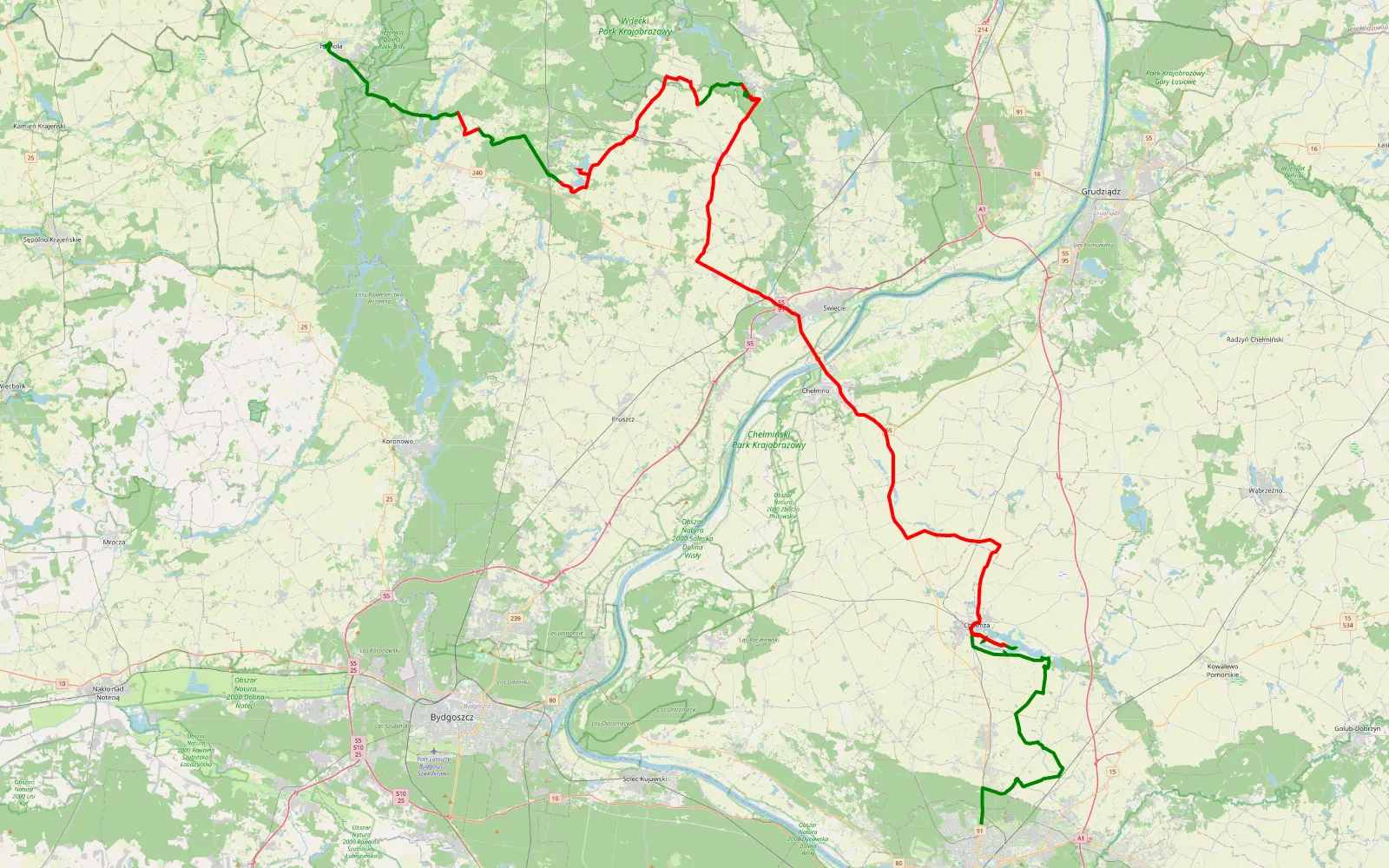 Map of 116 km Offroad Trail, Świecie County - 116 km offroad trail, Świecie County