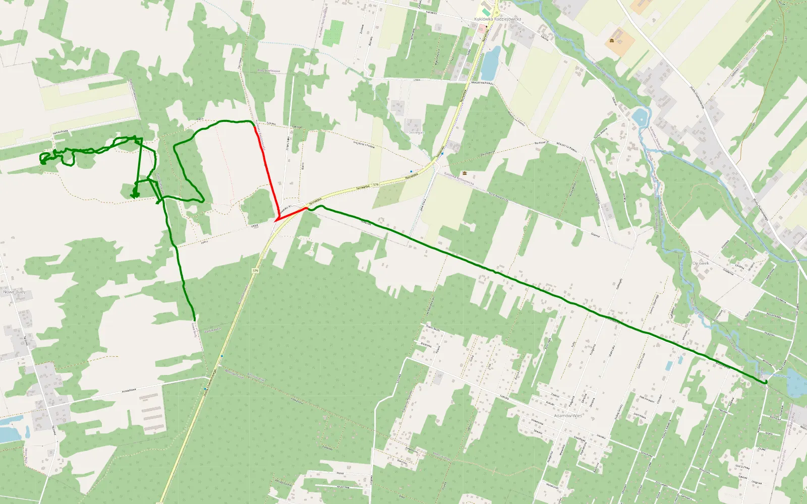 Mapa trasy Radziejowskie Budy Nowe - Bieniewice - 6.1 km trasy offroad, Powiat Żyrardowski