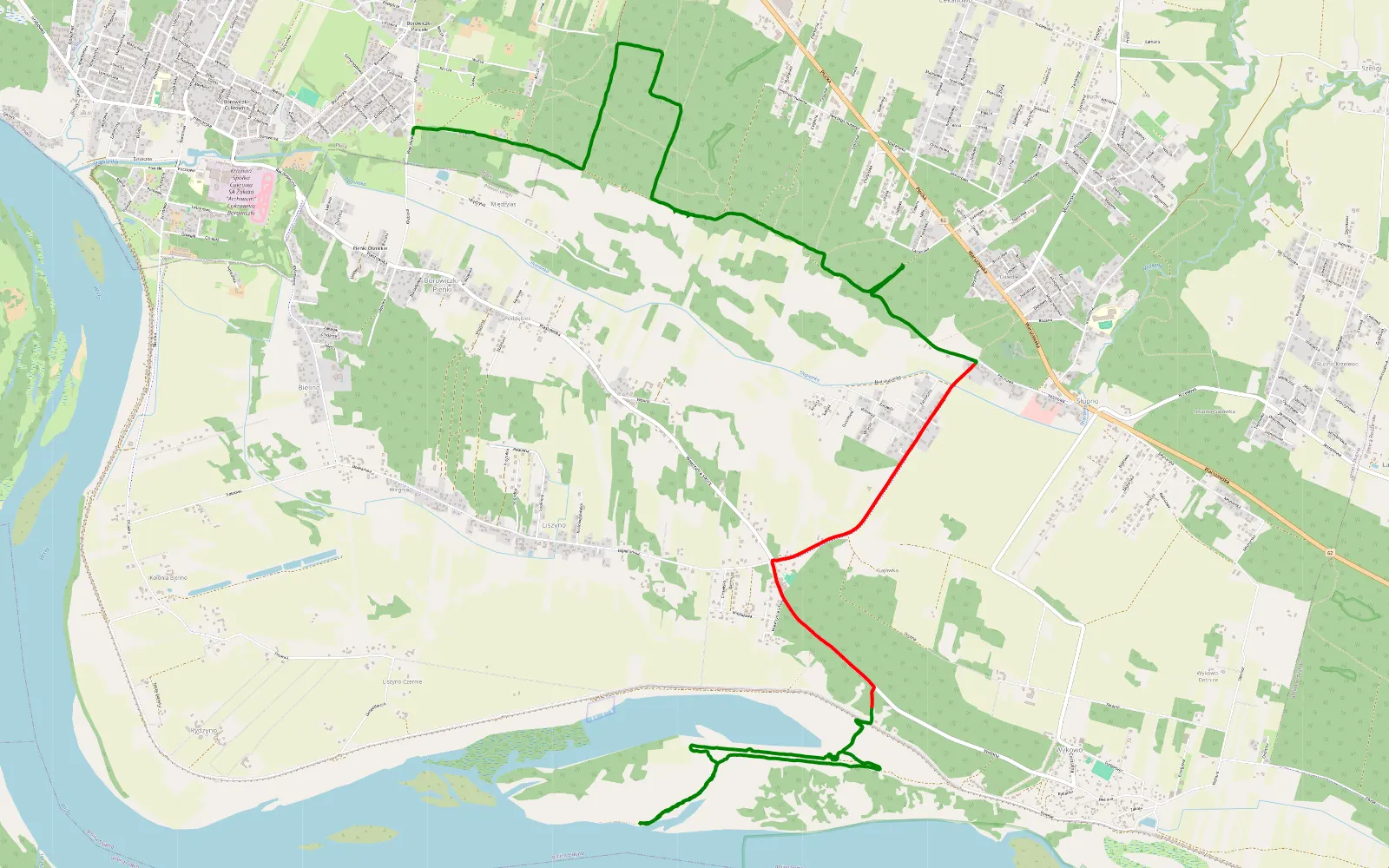 Mapa trasy Takie tam - 13.3 km trasy offroad, Powiat Płocki