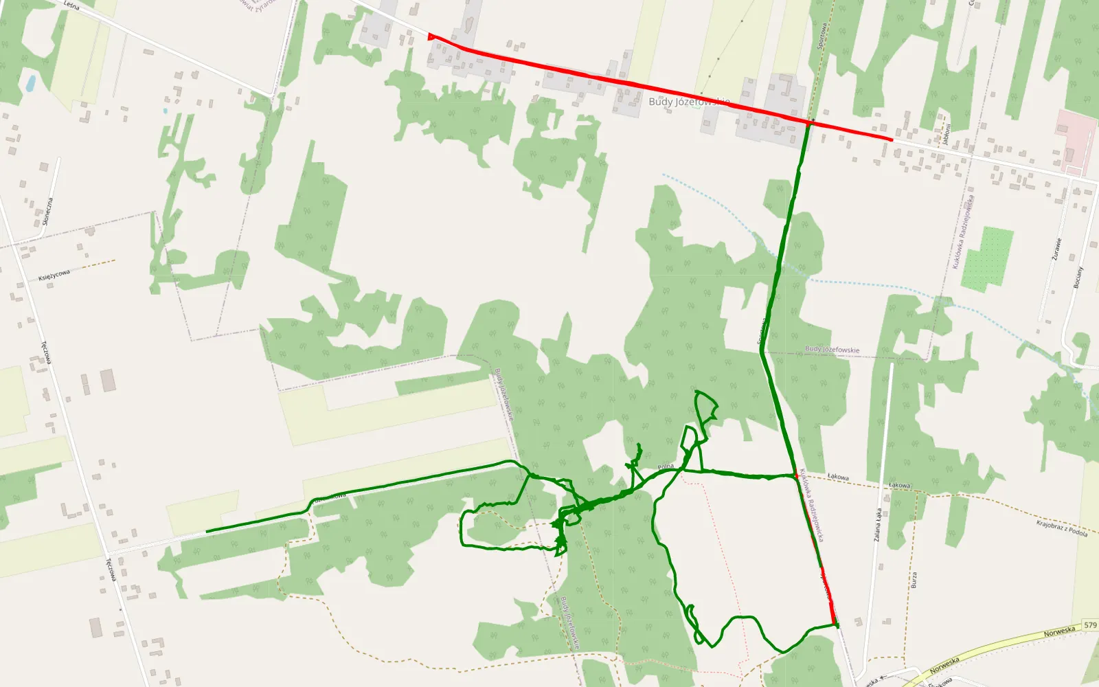 Mapa trasy Offroad Radziejowice - 10.6 km trasy offroad, Powiat Żyrardowski