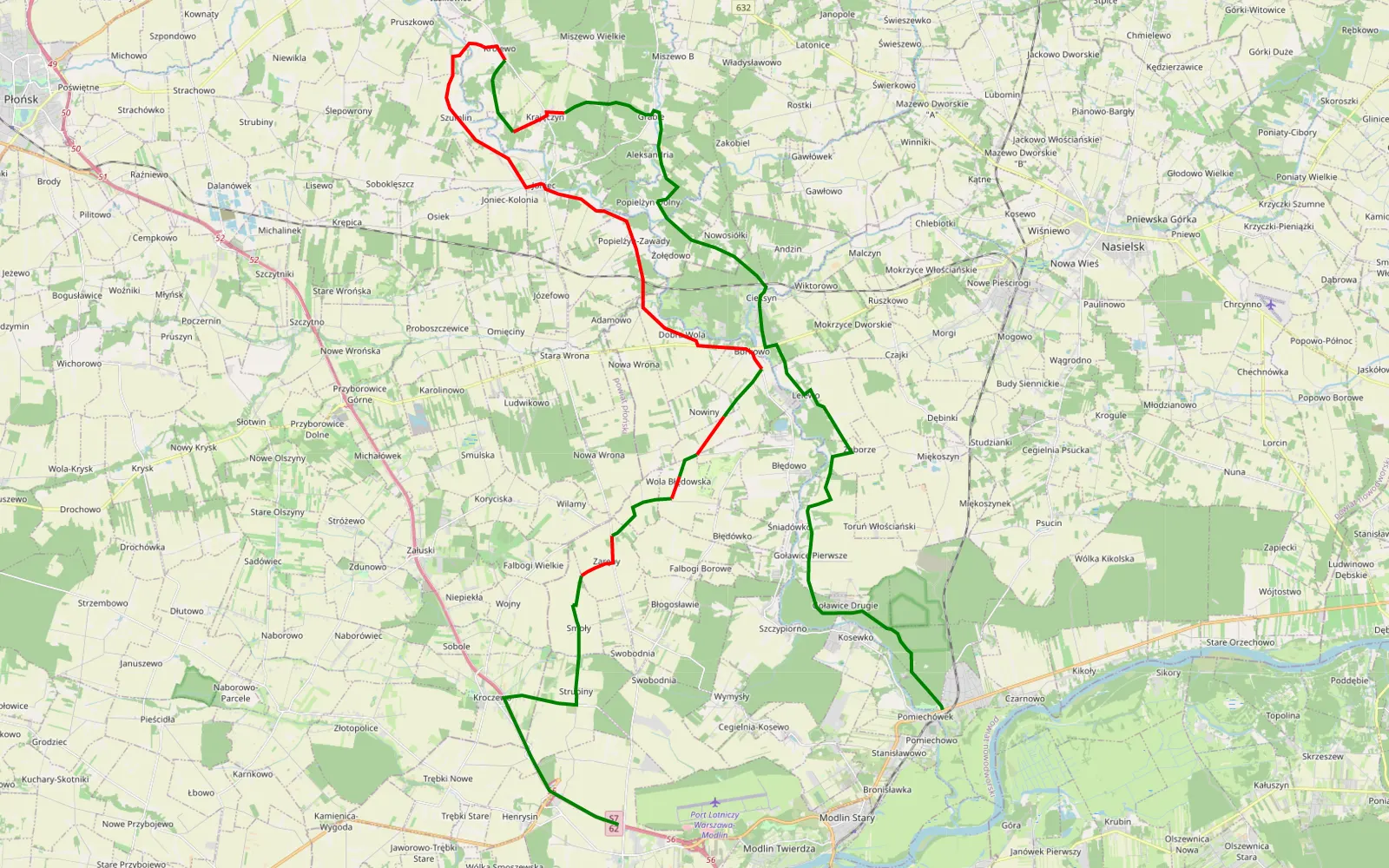 Mapa trasy BFG7 - 34.3 km trasy offroad, Powiat Płoński