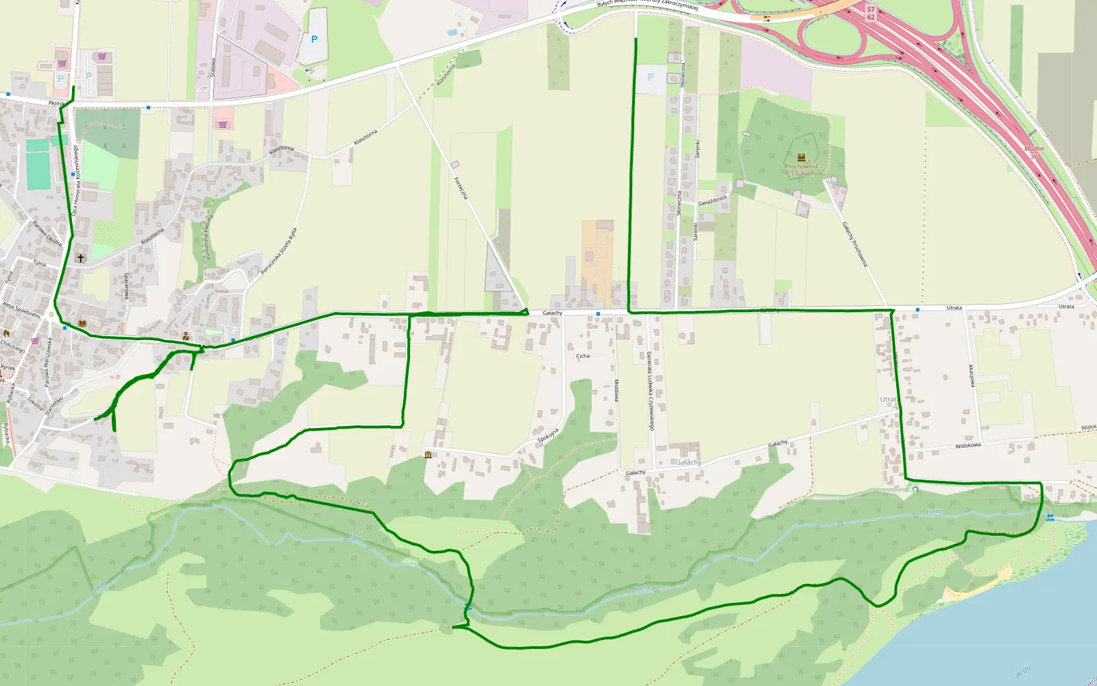 Mapa trasy Gałachy - Zakroczym - 3.1 km trasy offroad, Powiat Nowodworski
