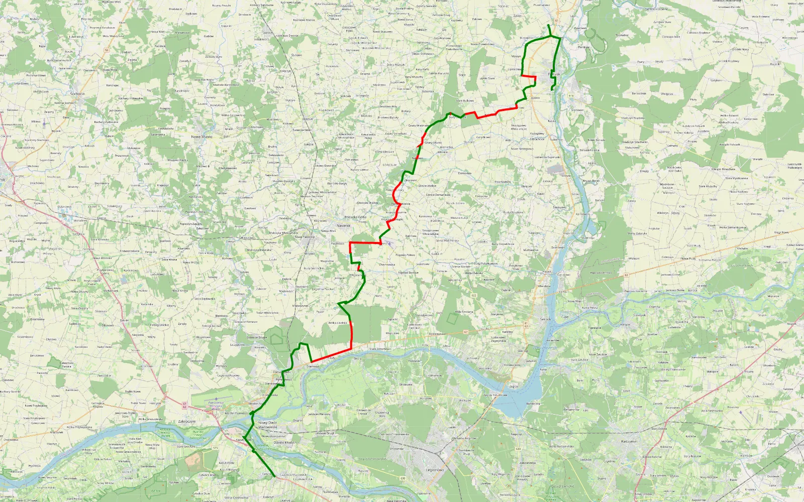 Mapa trasy Pułtusk - Czosnów - 54.1 km trasy offroad, Powiat Pułtuski