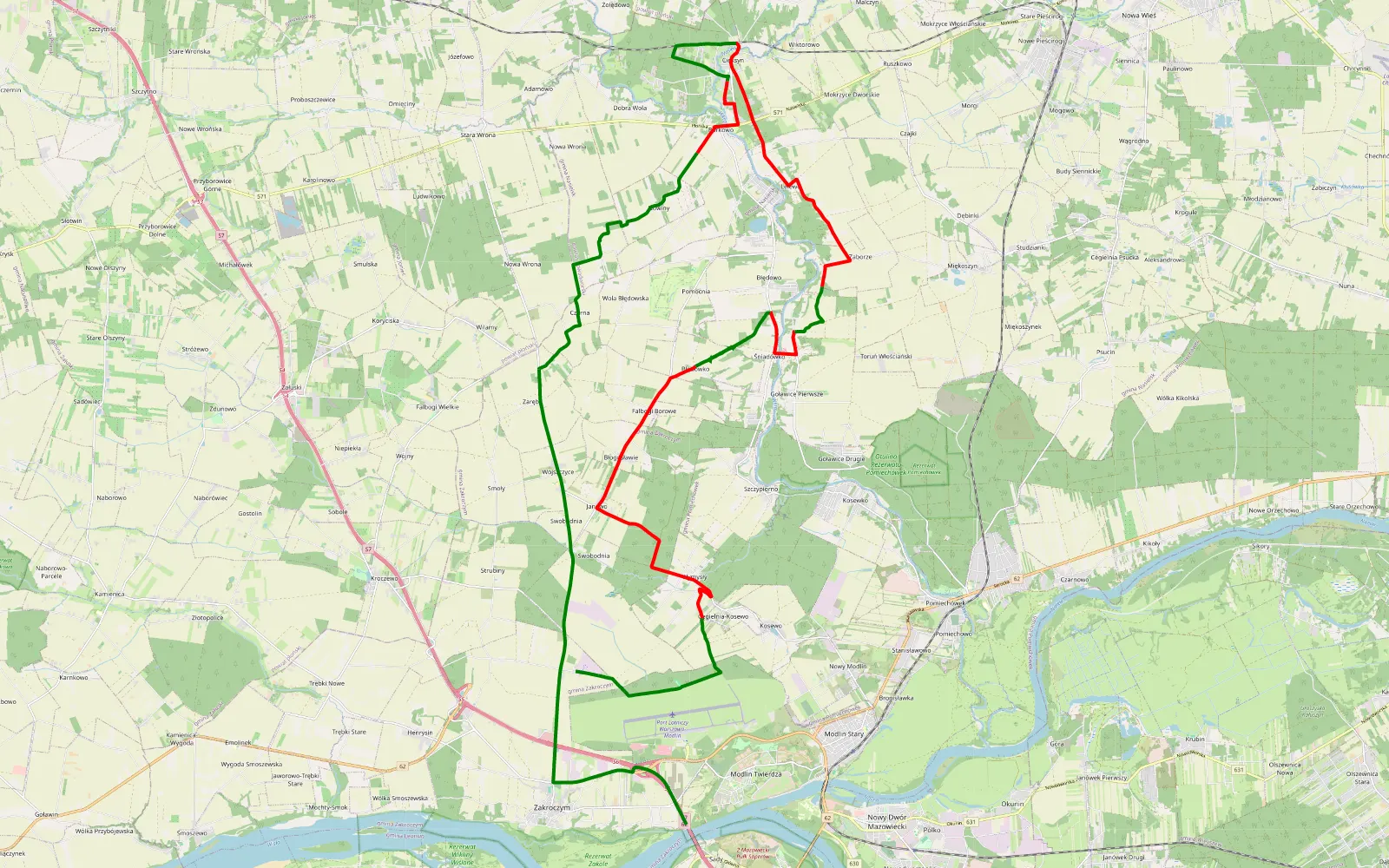 Mapa trasy Głowatczyzna - Gałachy - 37.7 km trasy offroad, Powiat Nowodworski