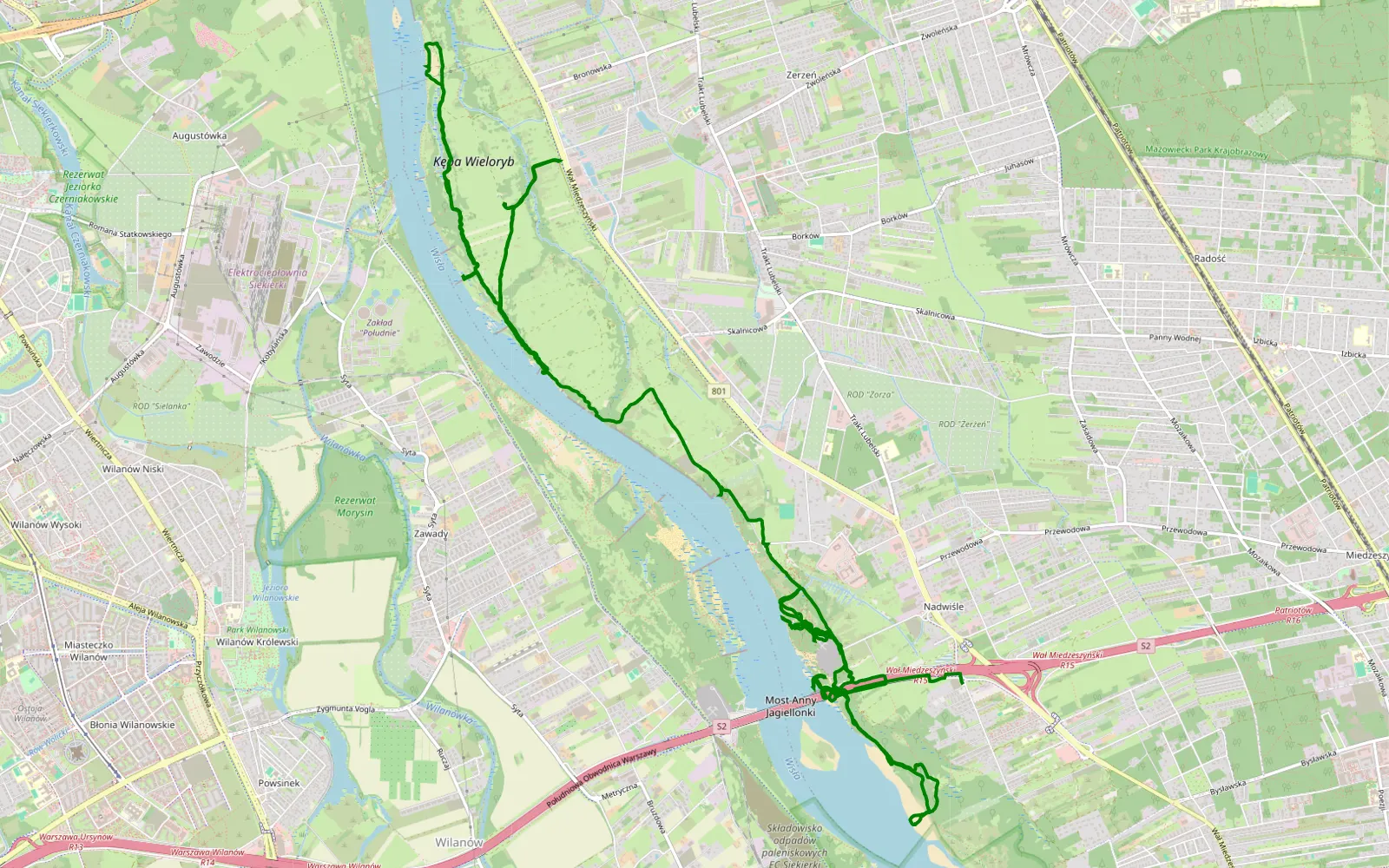 Map of Warszawa Most północny - 19.7 km offroad trail, Warsaw