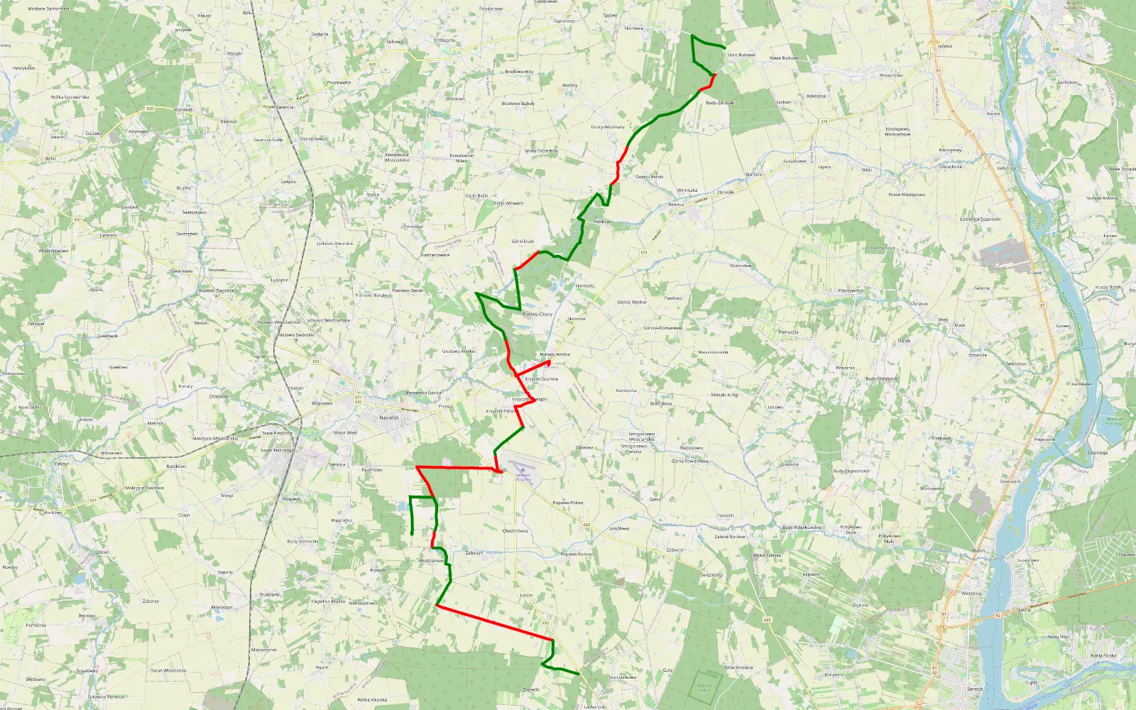 Mapa trasy Stanisławowo - Stare Bulkowo - 41.3 km trasy offroad, Powiat Nowodworski
