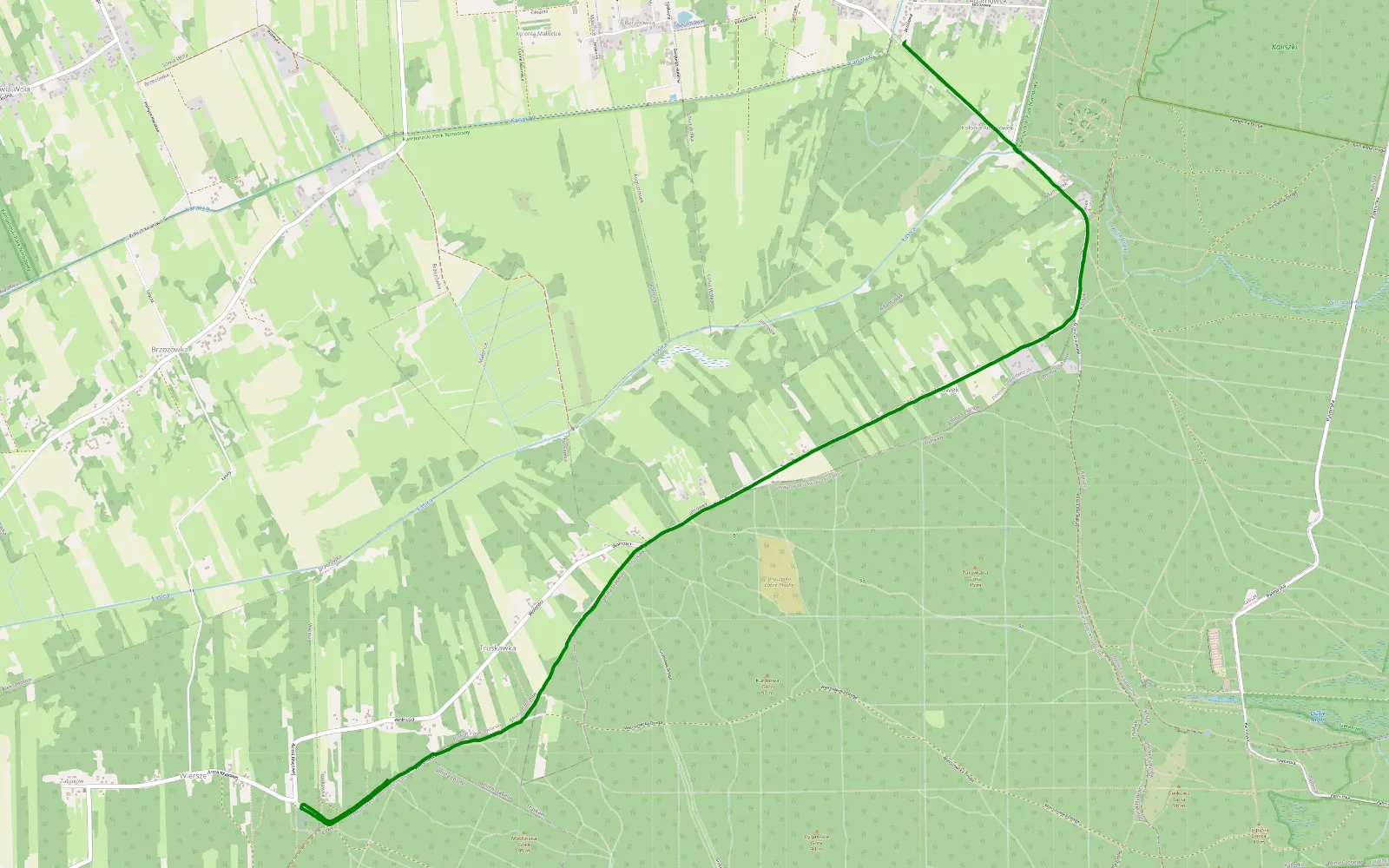 Mapa trasy Truskawka - Adamówek - 3.3 km trasy offroad, Powiat Warszawski Zachodni