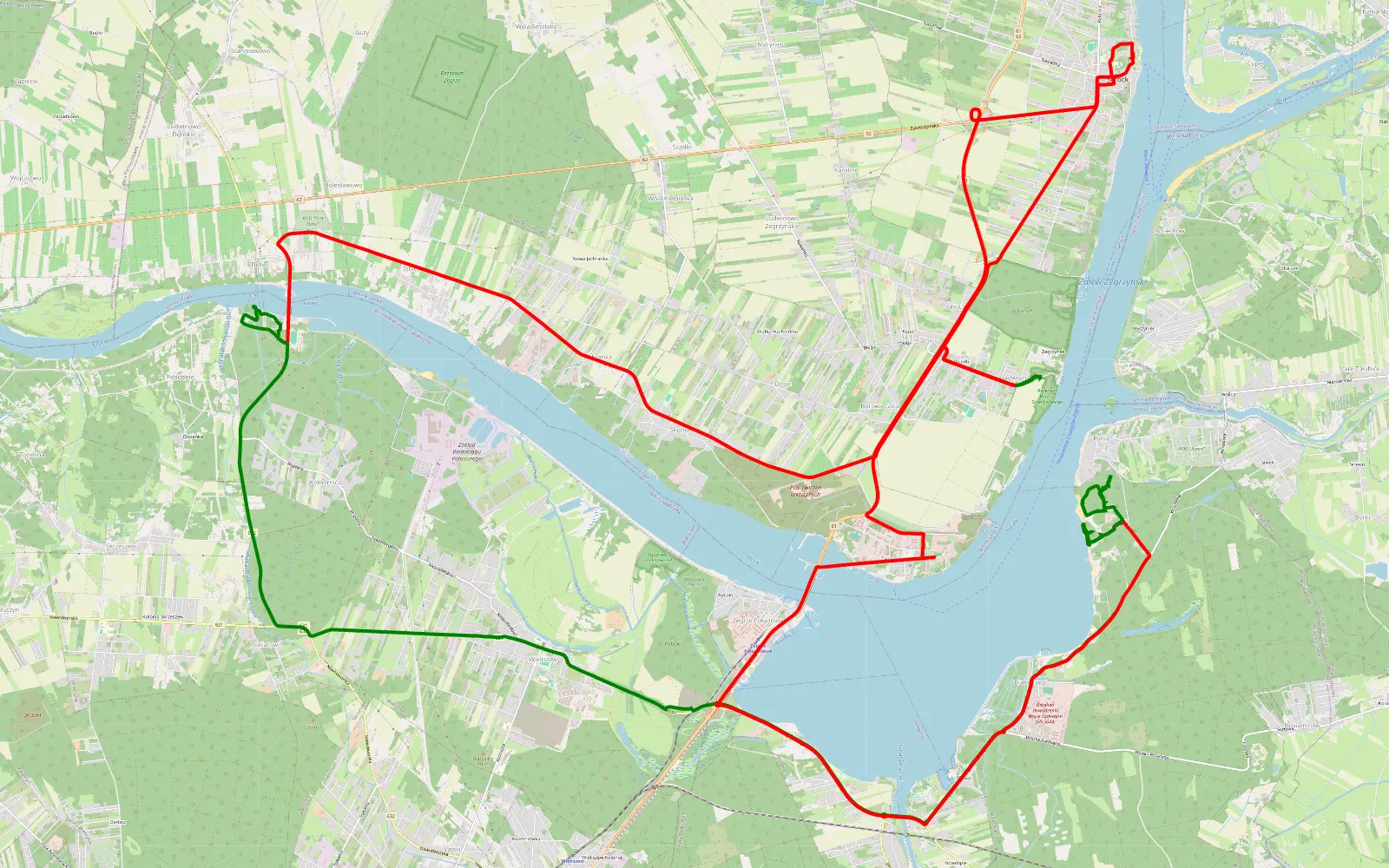 Mapa trasy Białobrzegi - Rynia - 45.9 km trasy offroad, Powiat Legionowski