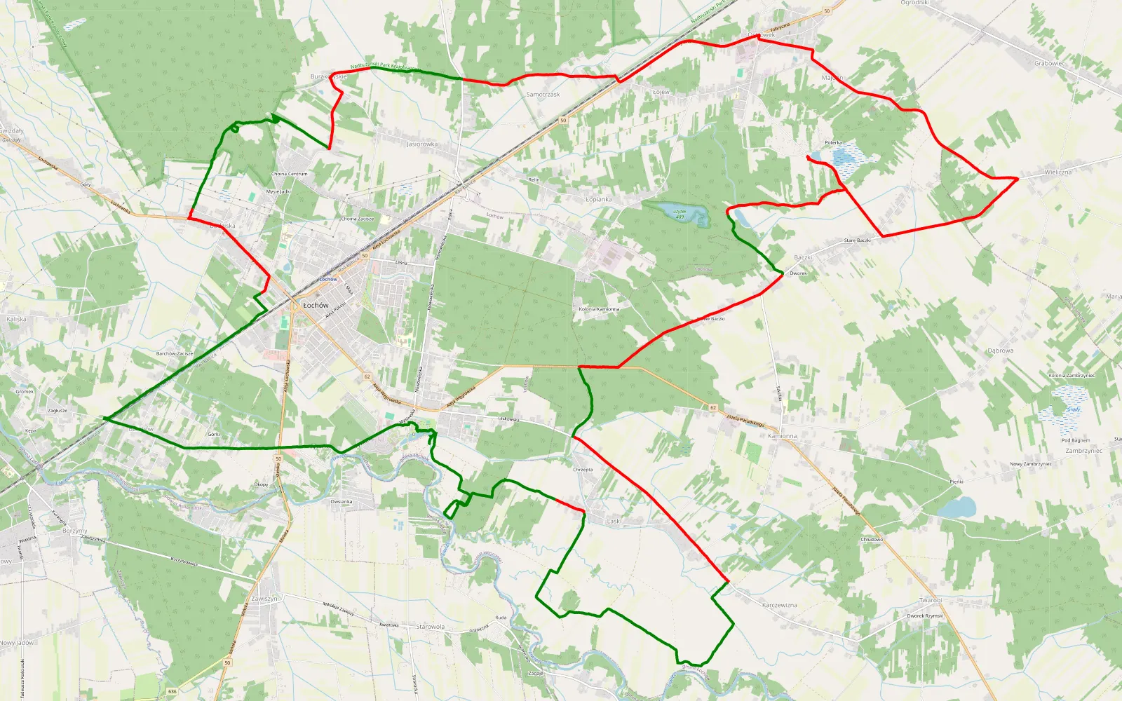 Map of Chrzepta - 39.9 km offroad trail, Węgrów County