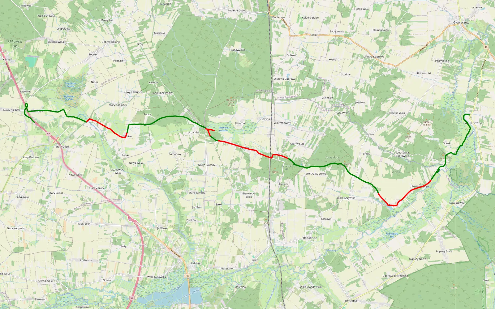 Map of Siekluki - Wólka Brzózka - 29 km offroad trail, Radom County