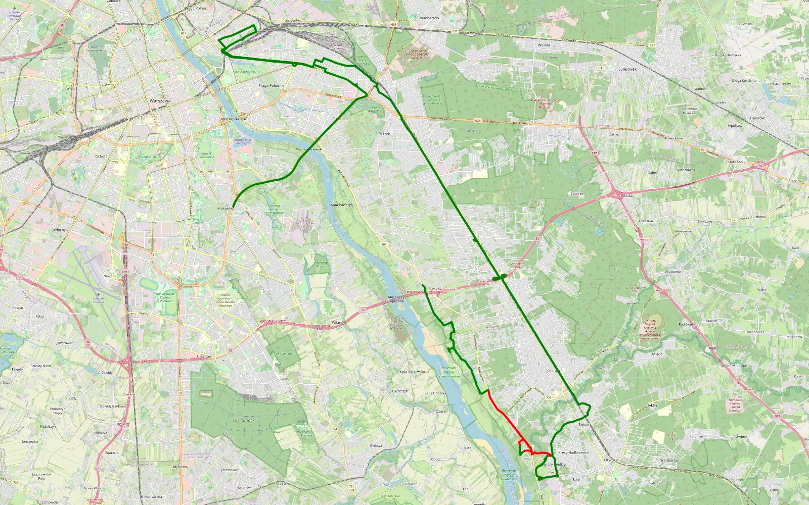 Map of Miedzeszyn Nowy - Czerniaków - 14 km offroad trail, Otwock County