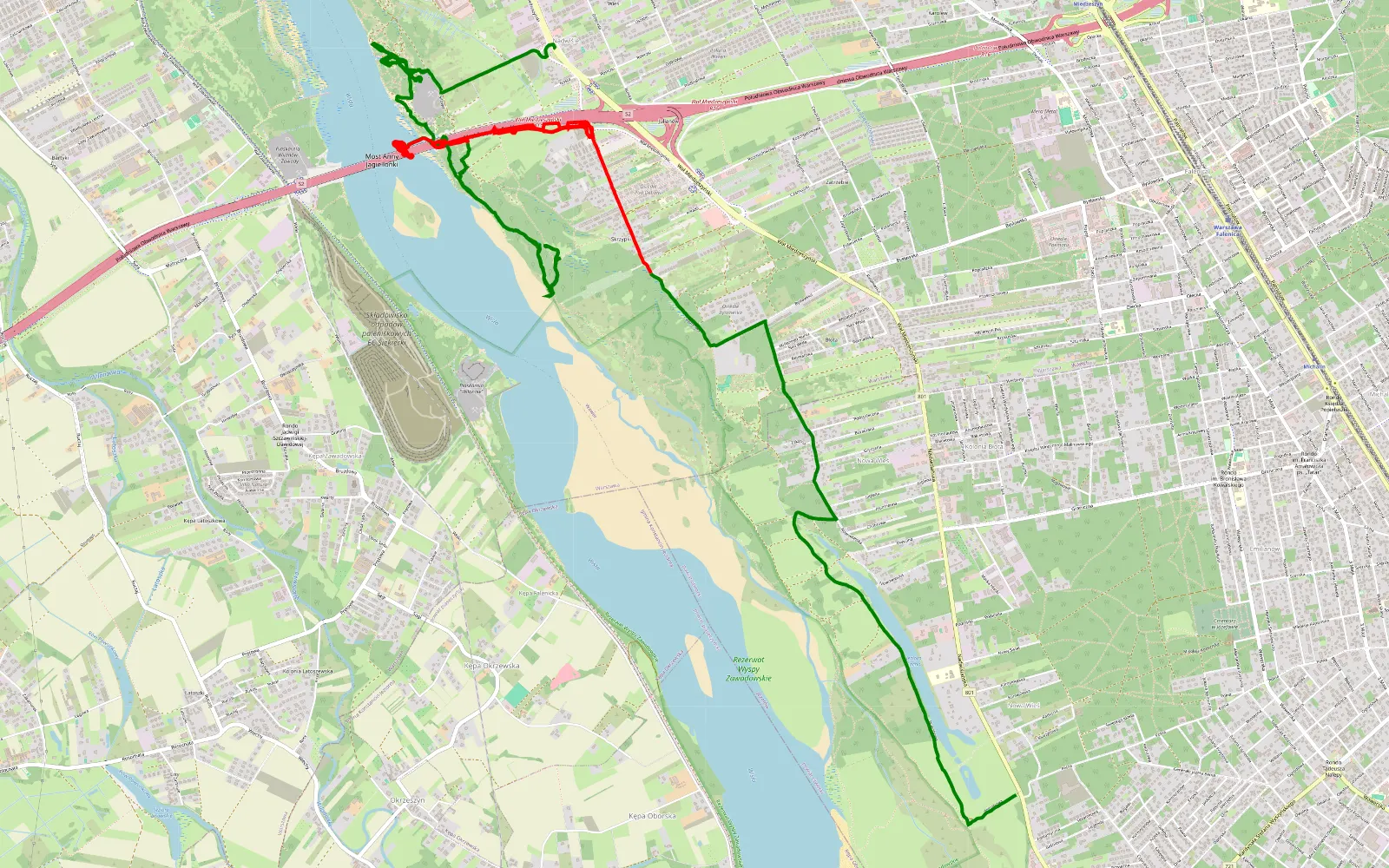 Map of Nowa Wieś - 16.5 km offroad trail, Warsaw