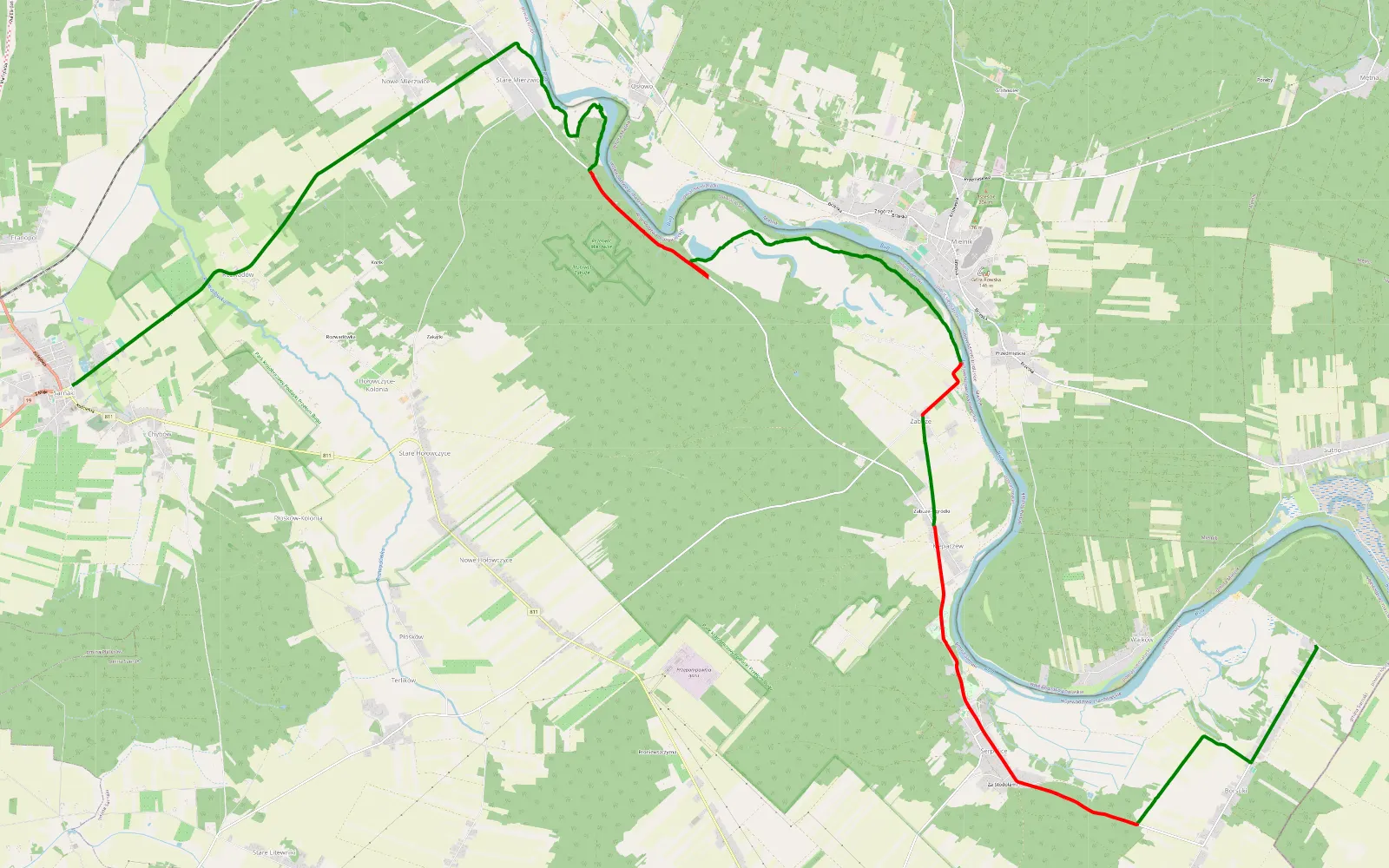 Mapa trasy Gmina Sarnaki - Borsuki - 18.7 km trasy offroad, Powiat Łosicki