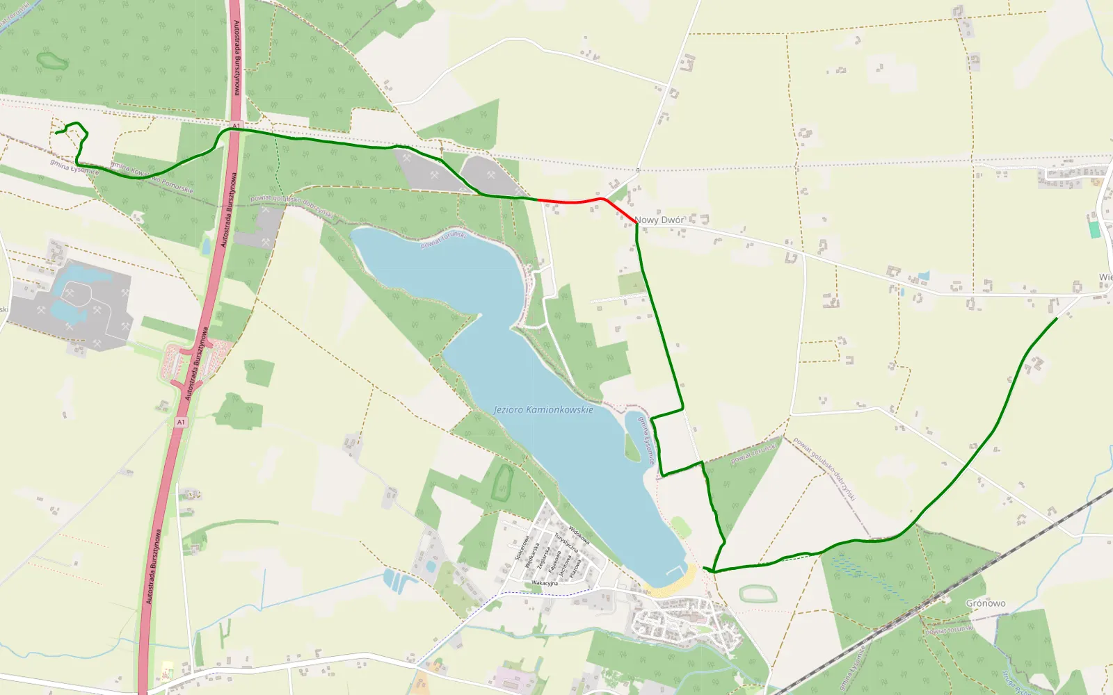 Mapa trasy Wielkie Rychnowo - Kiełbasin - 5.9 km trasy offroad, Powiat Golubsko-dobrzyński