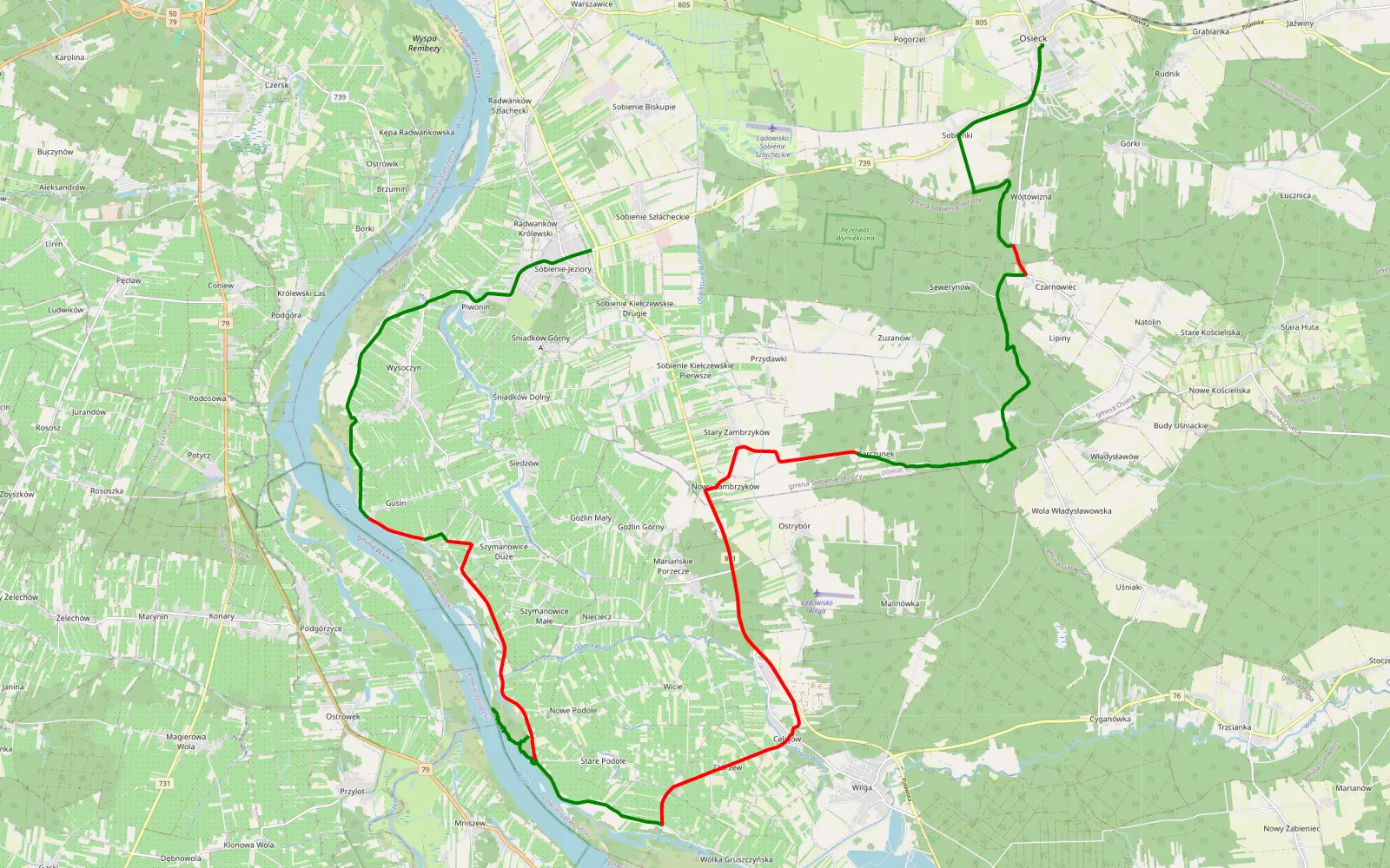 Mapa trasy Trasa - 36.4 km trasy offroad, Powiat Otwocki