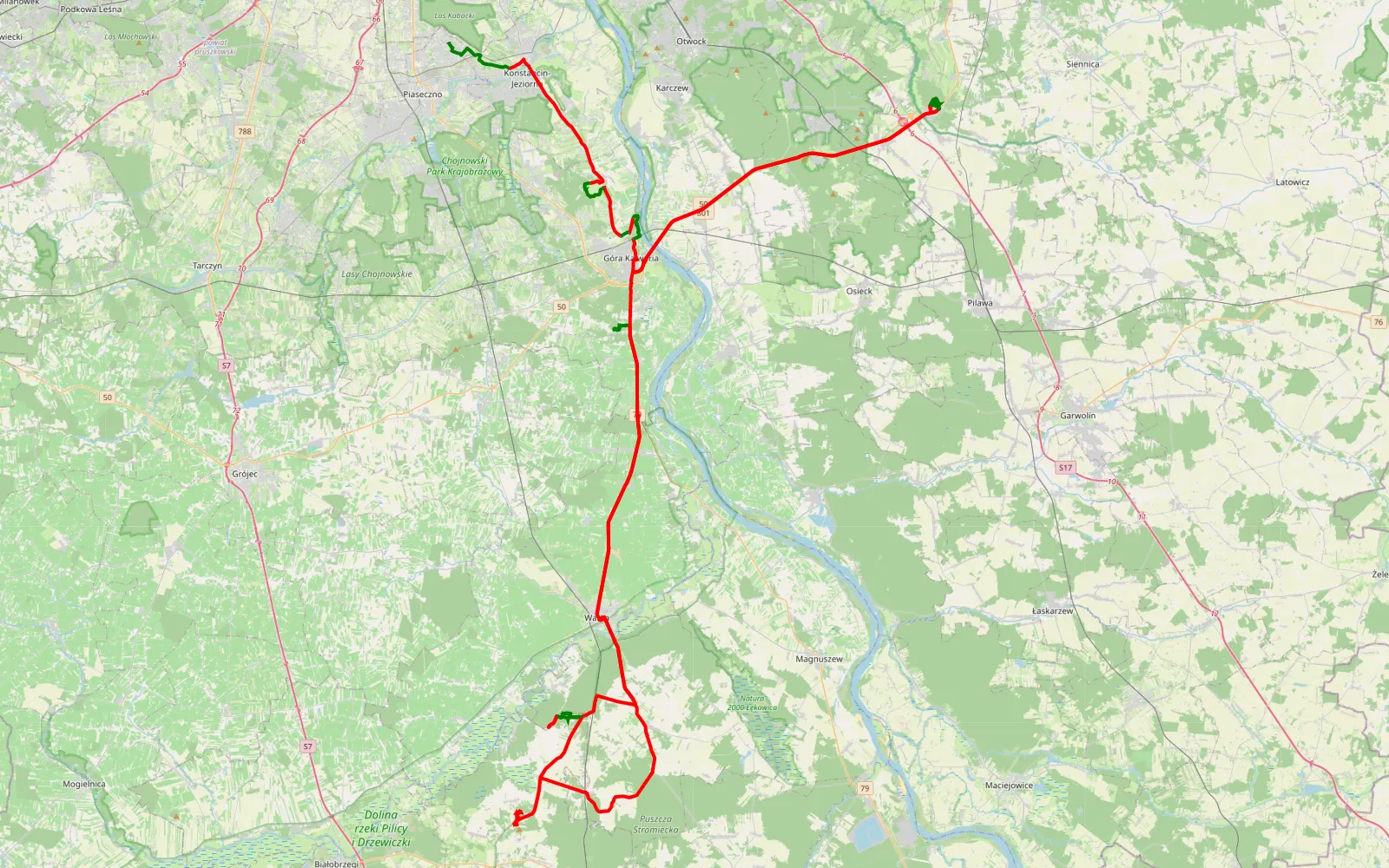 Map of Samurai - 171.9 km offroad trail, Otwock County