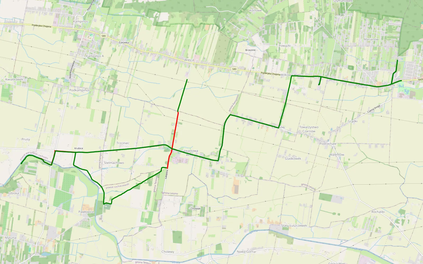 Mapa trasy Ścieżka z Kamilem - 8.3 km trasy offroad, Powiat Warszawski Zachodni