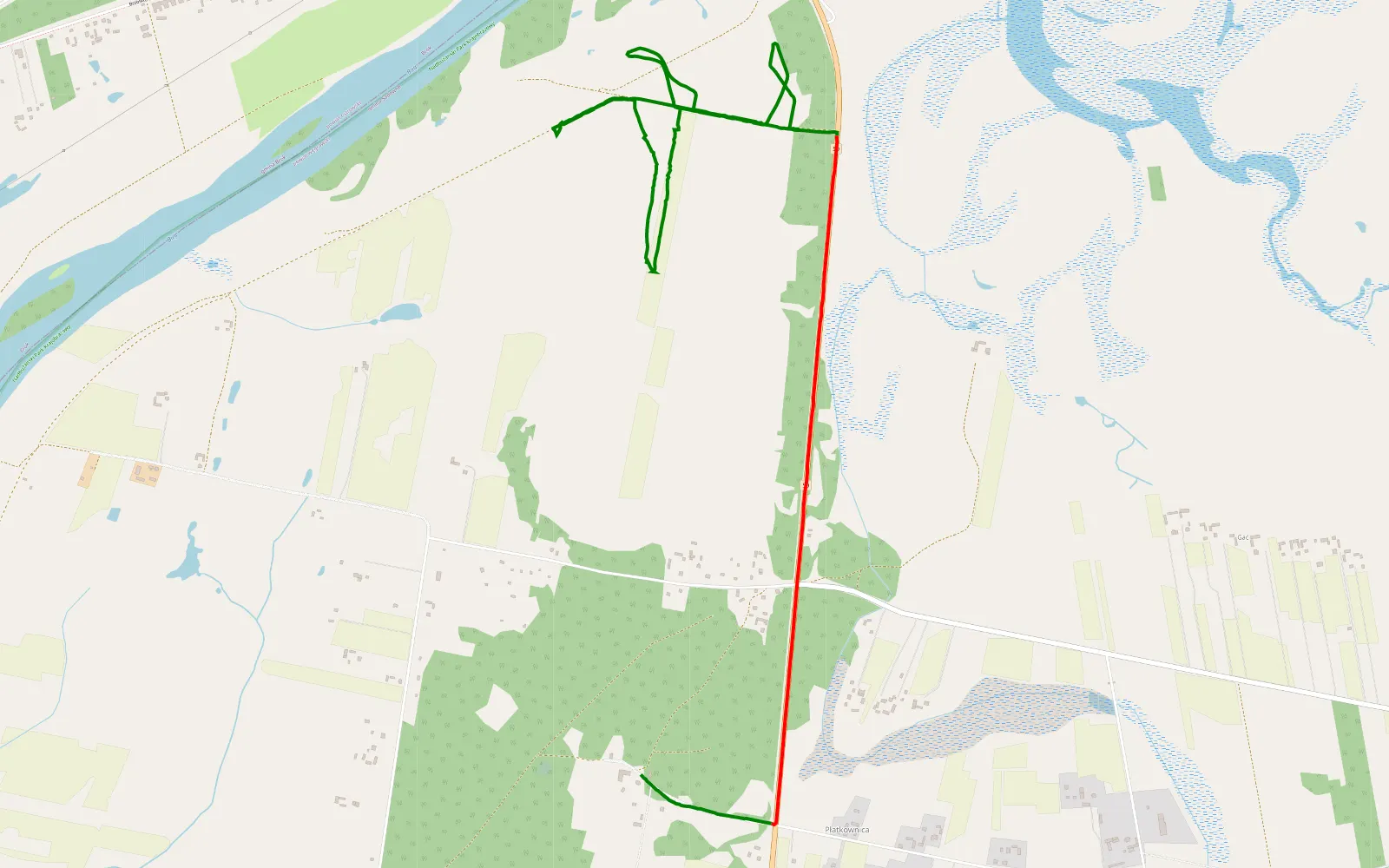 Map of Brok - Płatkownica - 6.3 km offroad trail, Węgrów County