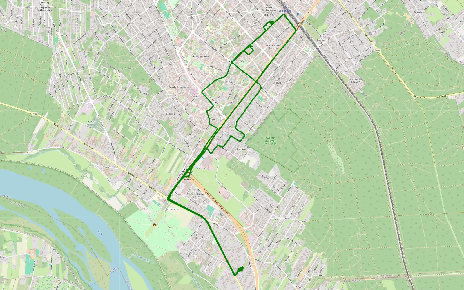 Mapa trasy Jabłonna - 2.1 km trasy offroad, Powiat Legionowski