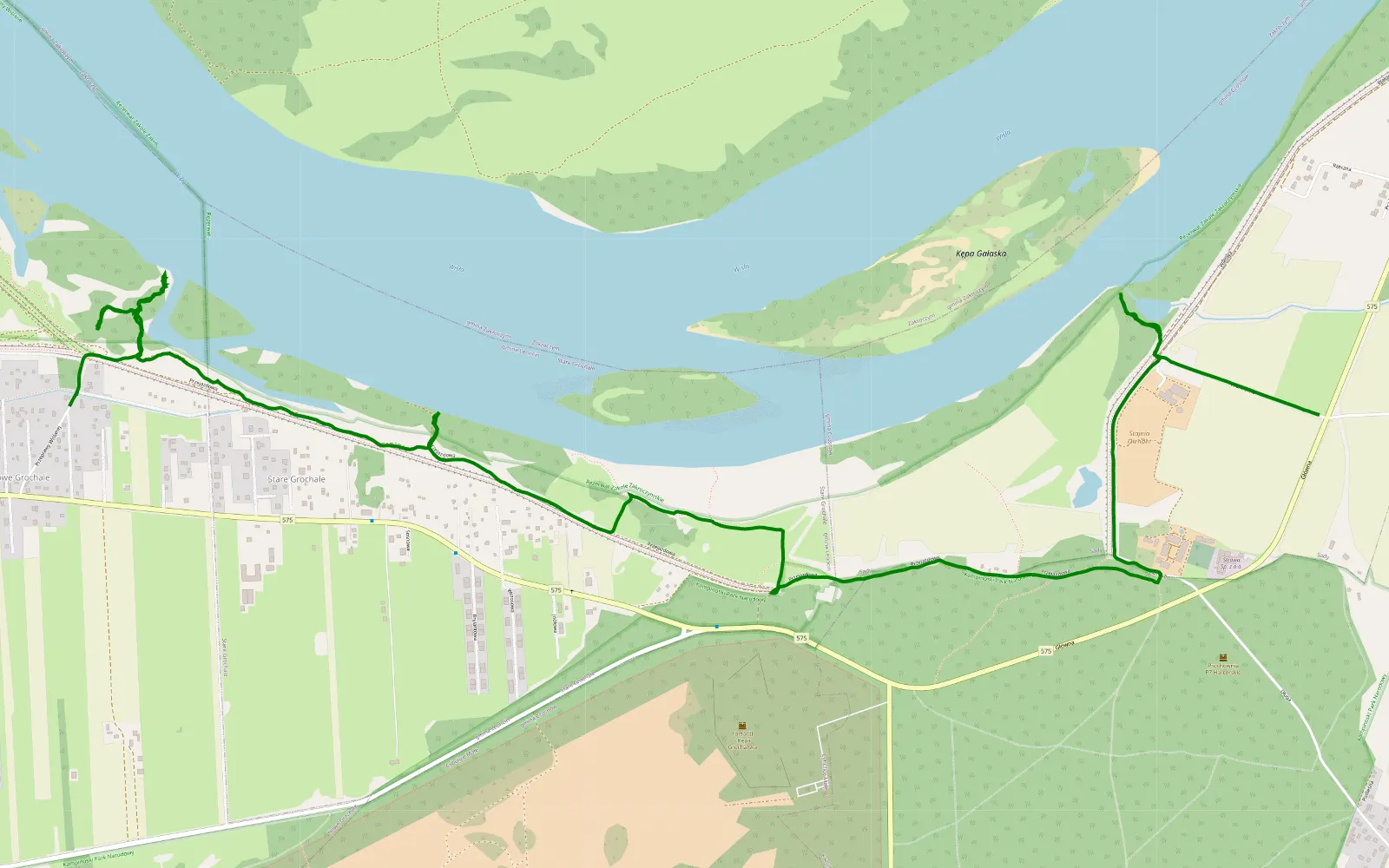 Mapa trasy Sady - Grochale - 5.7 km trasy offroad, Powiat Nowodworski