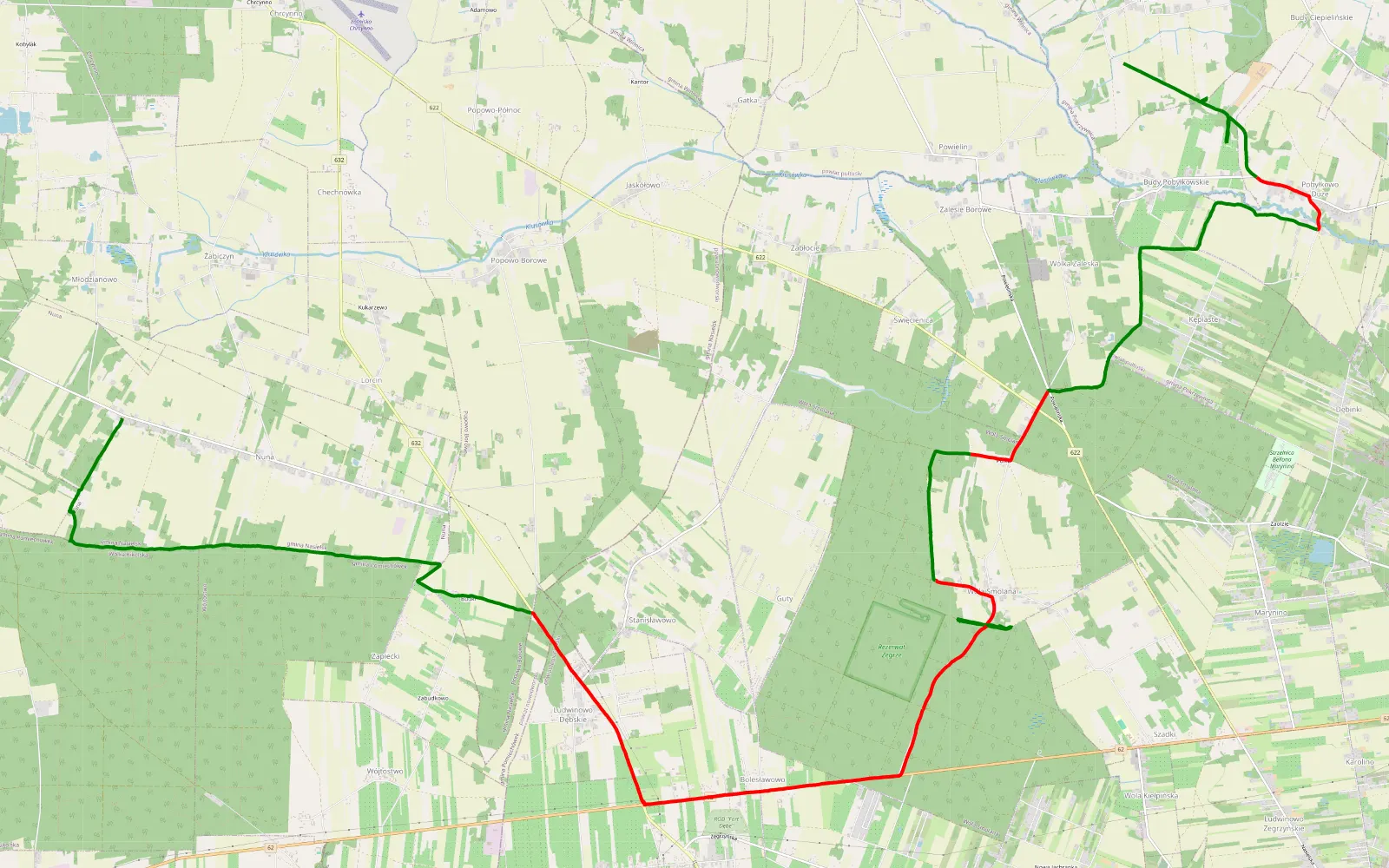 Mapa trasy Takie tam niedzielnie pojazdki - 26.7 km trasy offroad, Powiat Legionowski