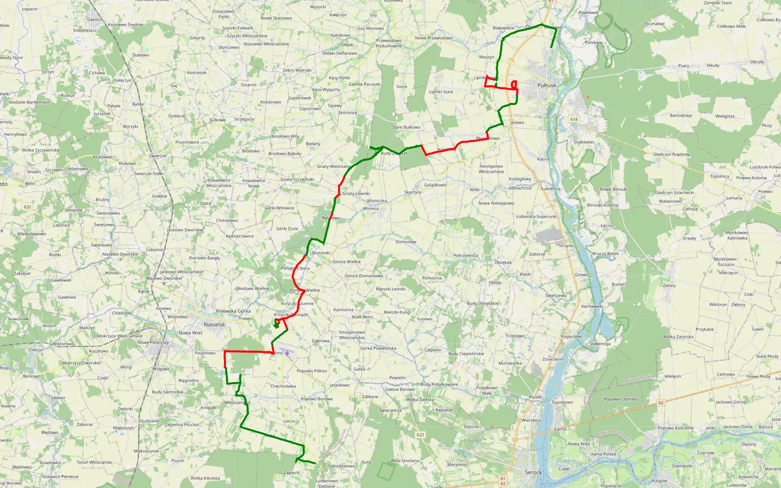 Mapa trasy Stanisławowo - Kleszewo - 49.1 km trasy offroad, Powiat Pułtuski