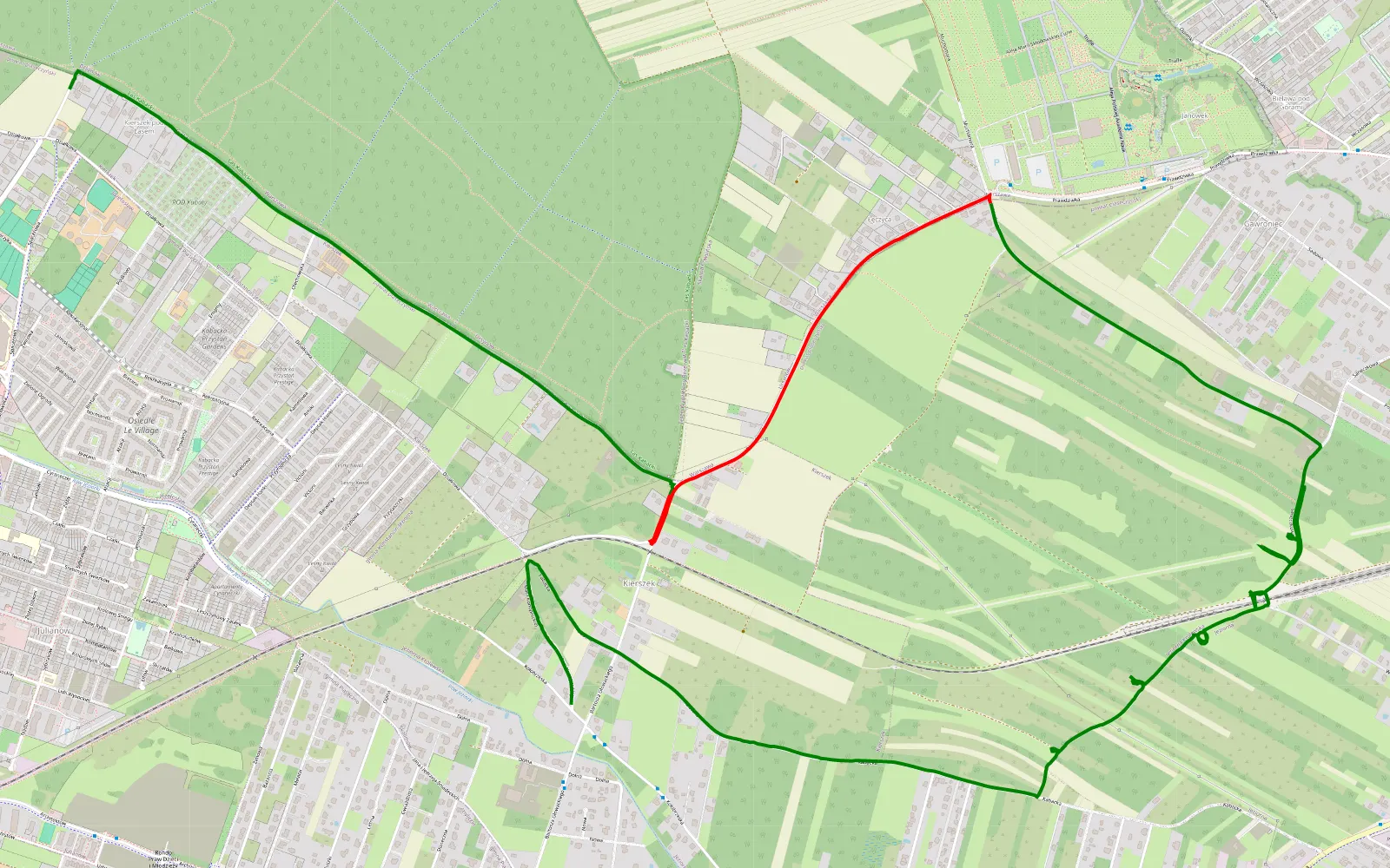 Mapa trasy Józefosław - Kierszek - 8.9 km trasy offroad, Powiat Piaseczyński