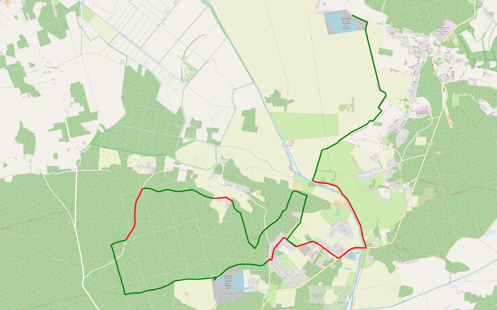 Mapa trasy Kobylarnia - Dąbie Stare - 17 km trasy offroad, Powiat Żniński