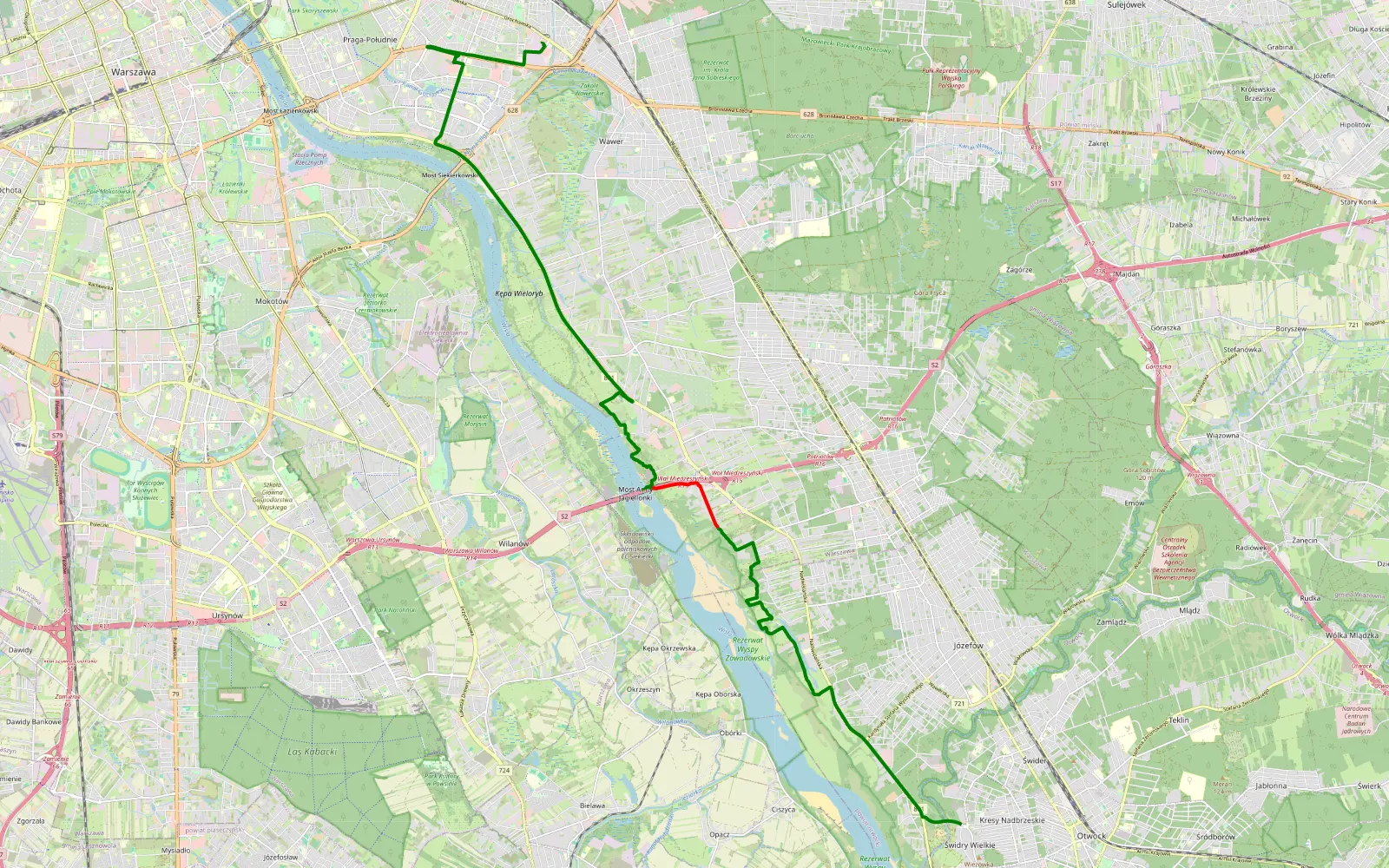 Map of Gocławek - Świdry Wielkie - 10.5 km offroad trail, Warsaw