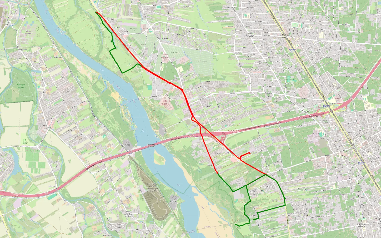 Map of Błota - 14.6 km offroad trail, Warsaw