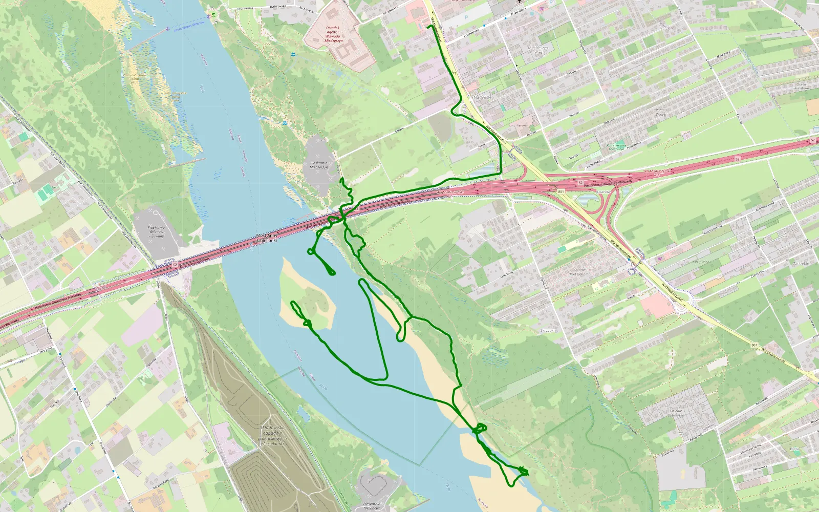 Mapa trasy Wisła - 8.4 km trasy offroad, Warszawa