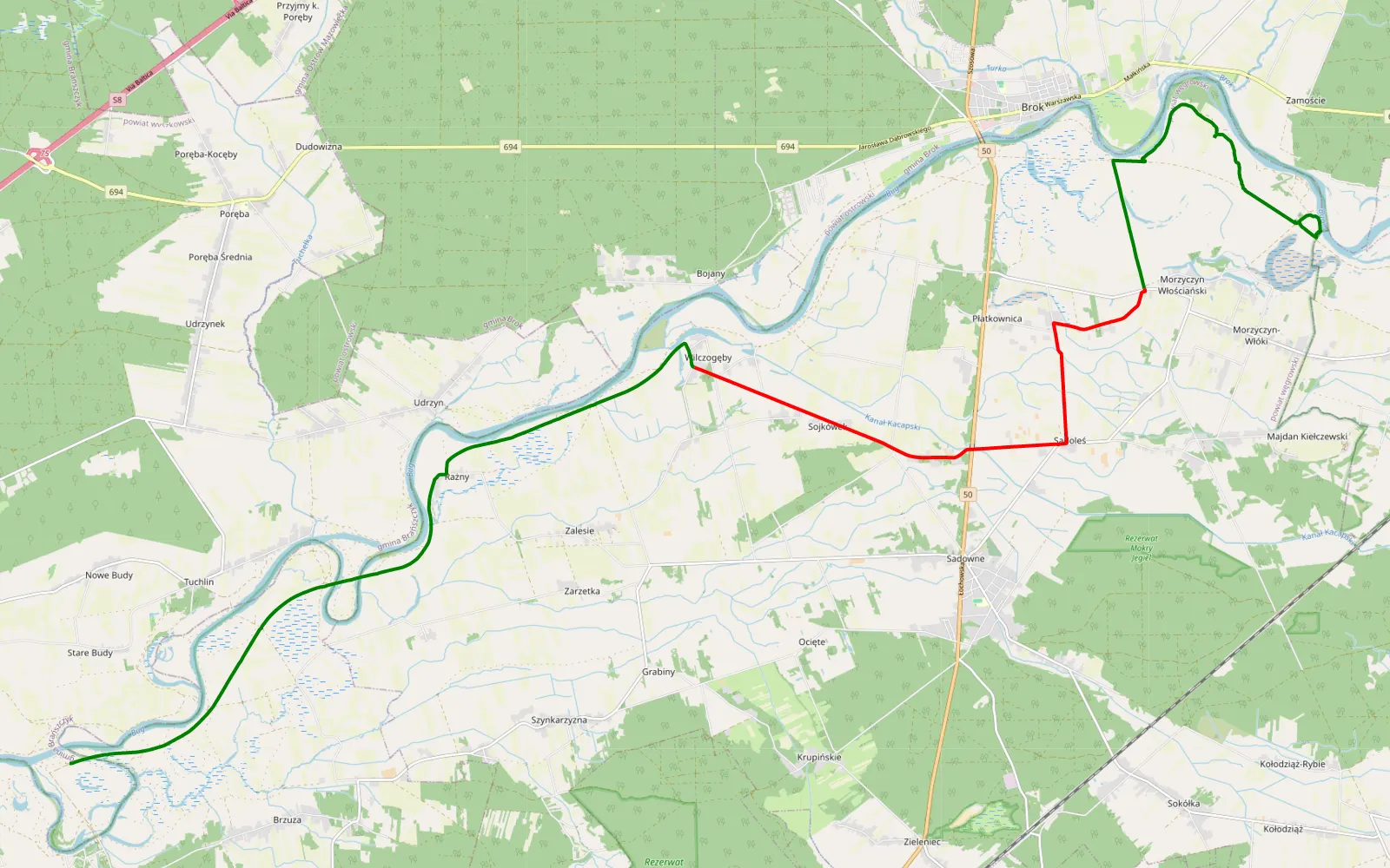 Map of Szumin - Morzyczyn - 28 km offroad trail, Węgrów County