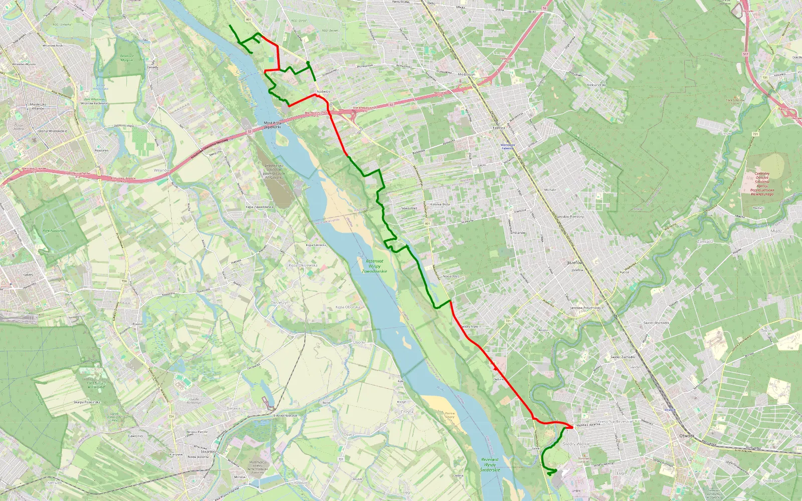 Map of Ok - 18.8 km offroad trail, Otwock County