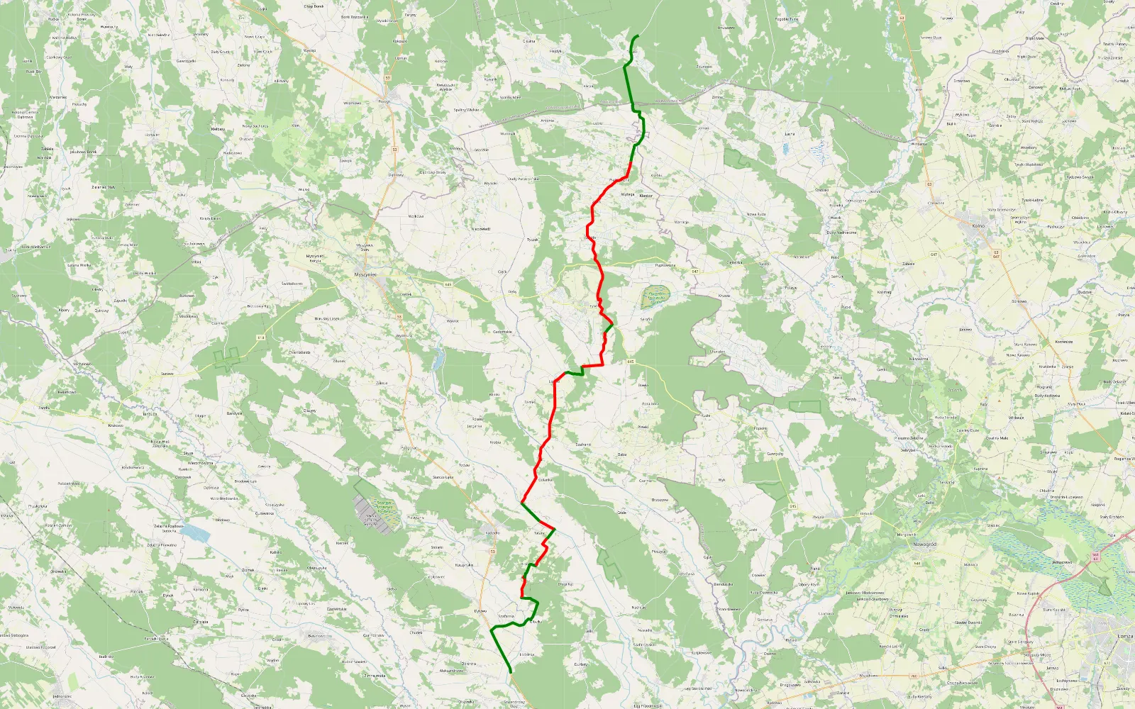 Mapa trasy Mazury - 45.9 km trasy offroad, Powiat Ostrołęcki