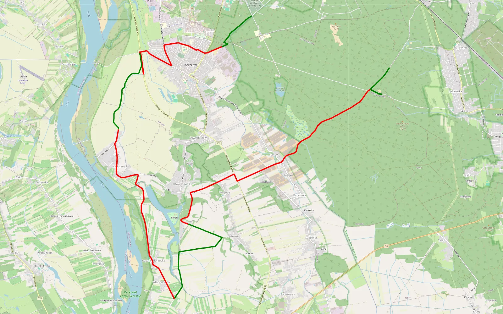 Map of Ursynów - 26.2 km offroad trail, Otwock County