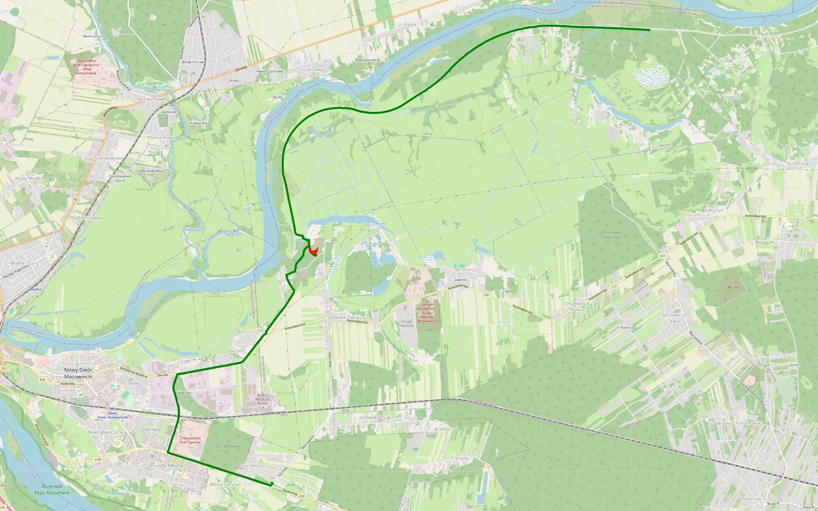 Mapa trasy Boża Wola - Orzechowo - 8.1 km trasy offroad, Powiat Legionowski
